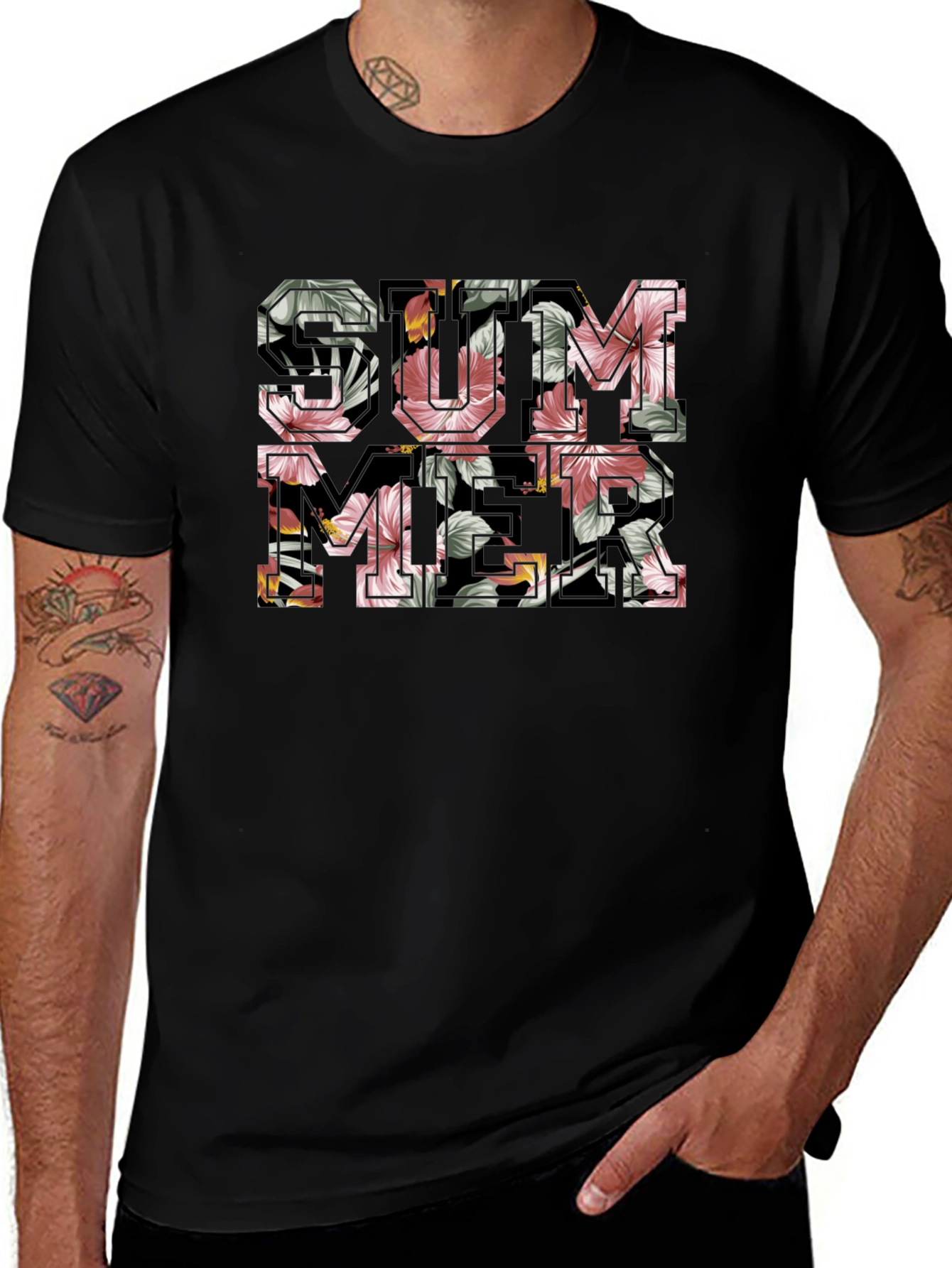 Floral Summer Graphic T-Shirt - Casual Cotton Tee