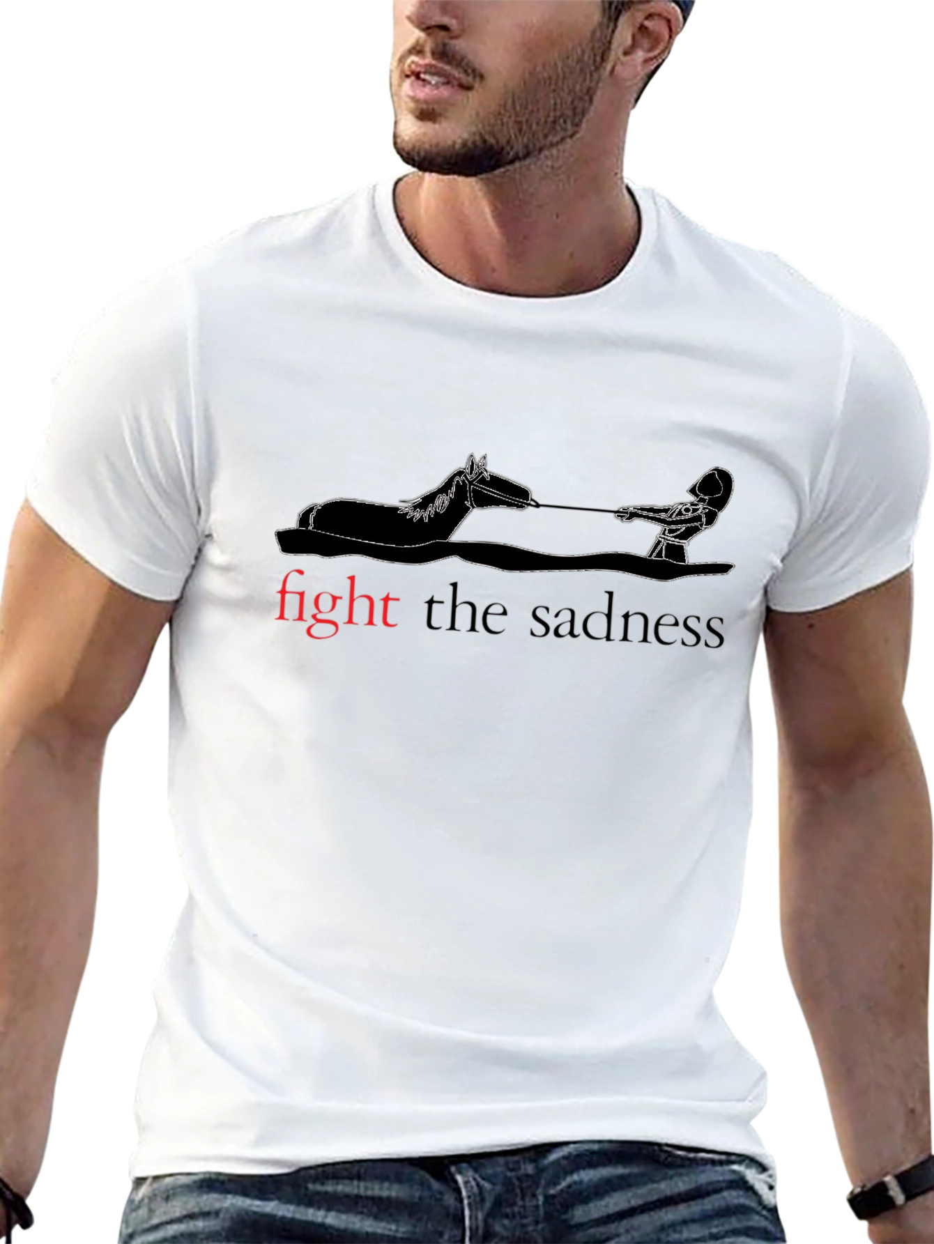Fight The Sadness Black Graphic Tee