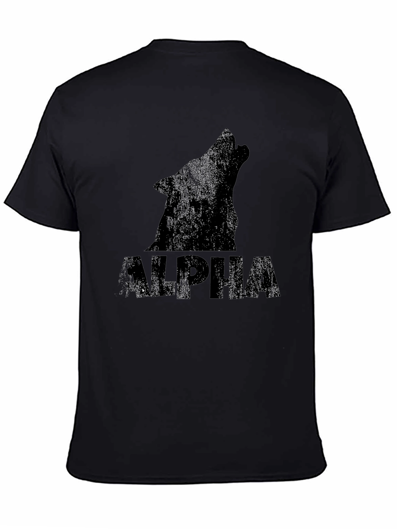 Alpha Wolf Graphic Print Black T-Shirt