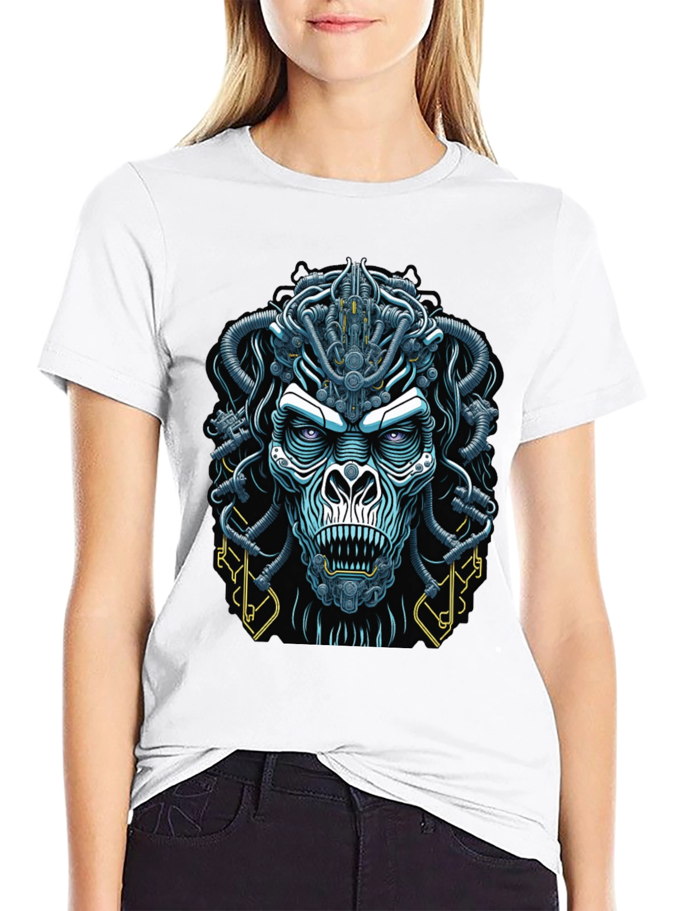 Cyberpunk Gorilla Graphic Tee - Bold Black