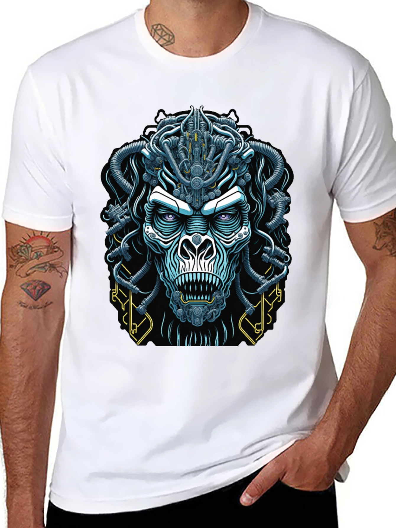 Cyberpunk Gorilla Graphic Tee - Bold Black