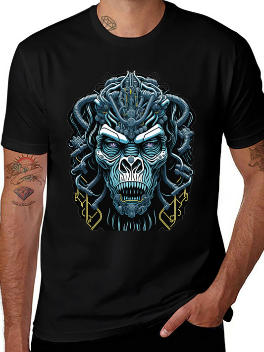 Cyberpunk Gorilla Graphic Tee - Bold Black