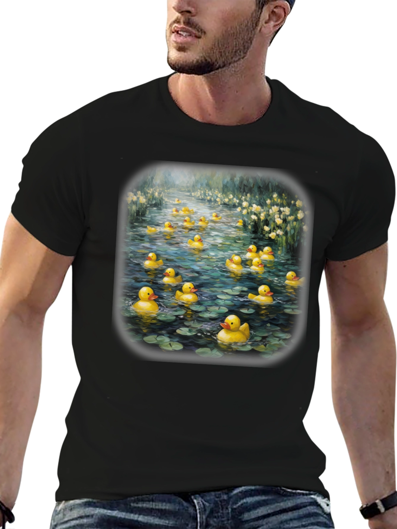 Duck Pond Graphic Tee - Unique Black T-Shirt