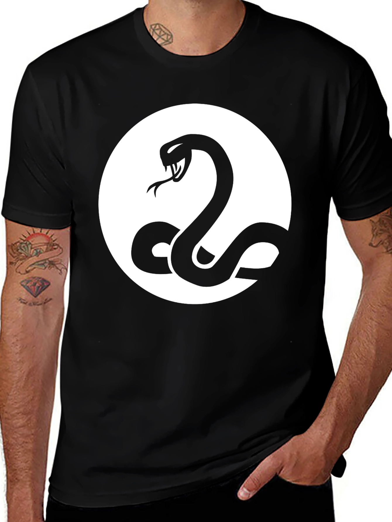 Snake Circle Graphic Tee - Black