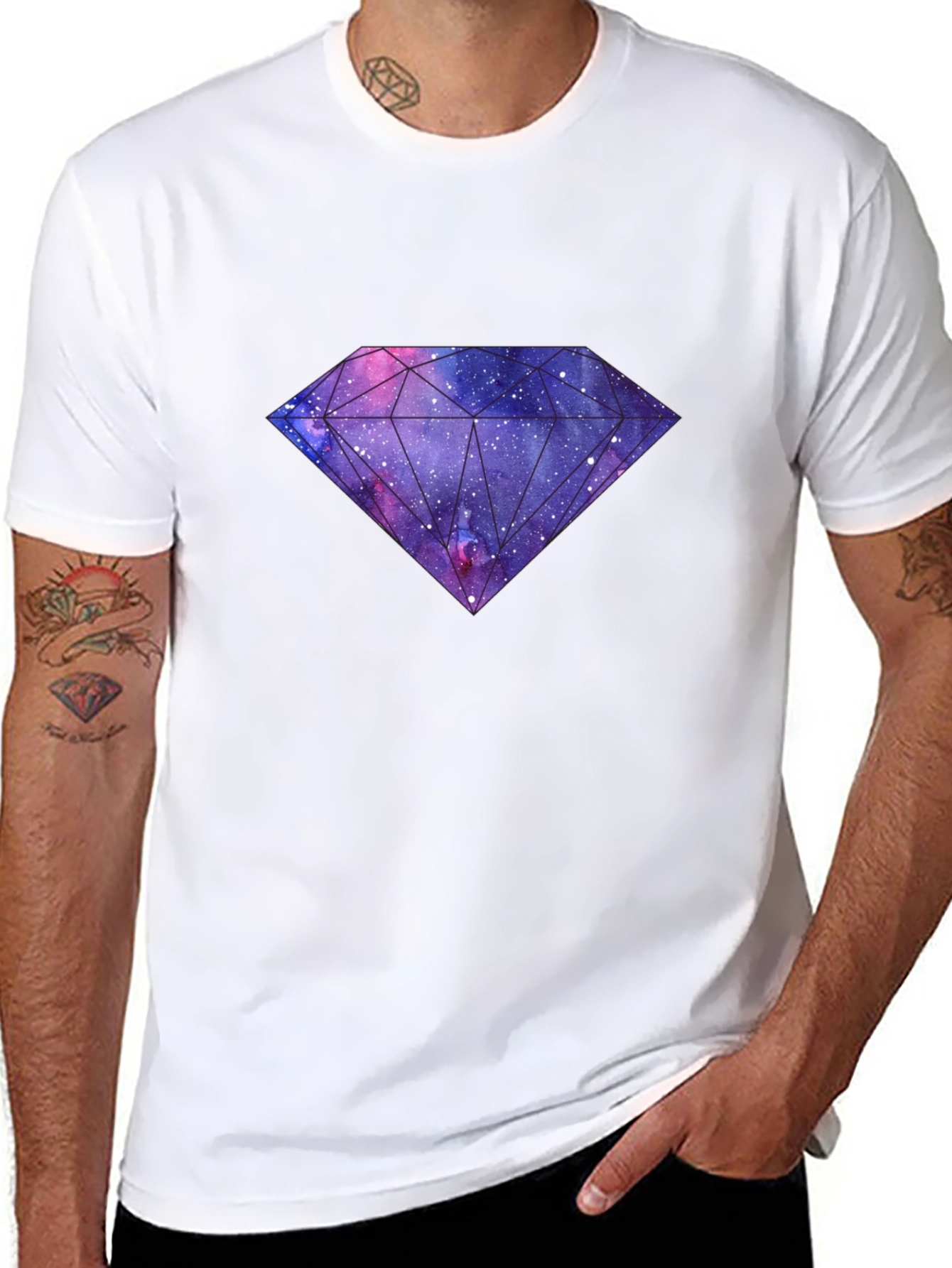 Galaxy Diamond Graphic T-Shirt - Black