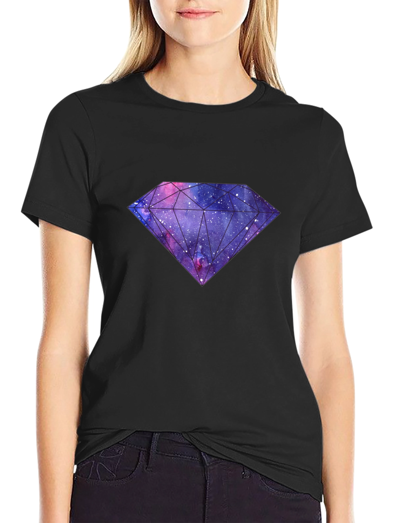 Galaxy Diamond Graphic T-Shirt - Black