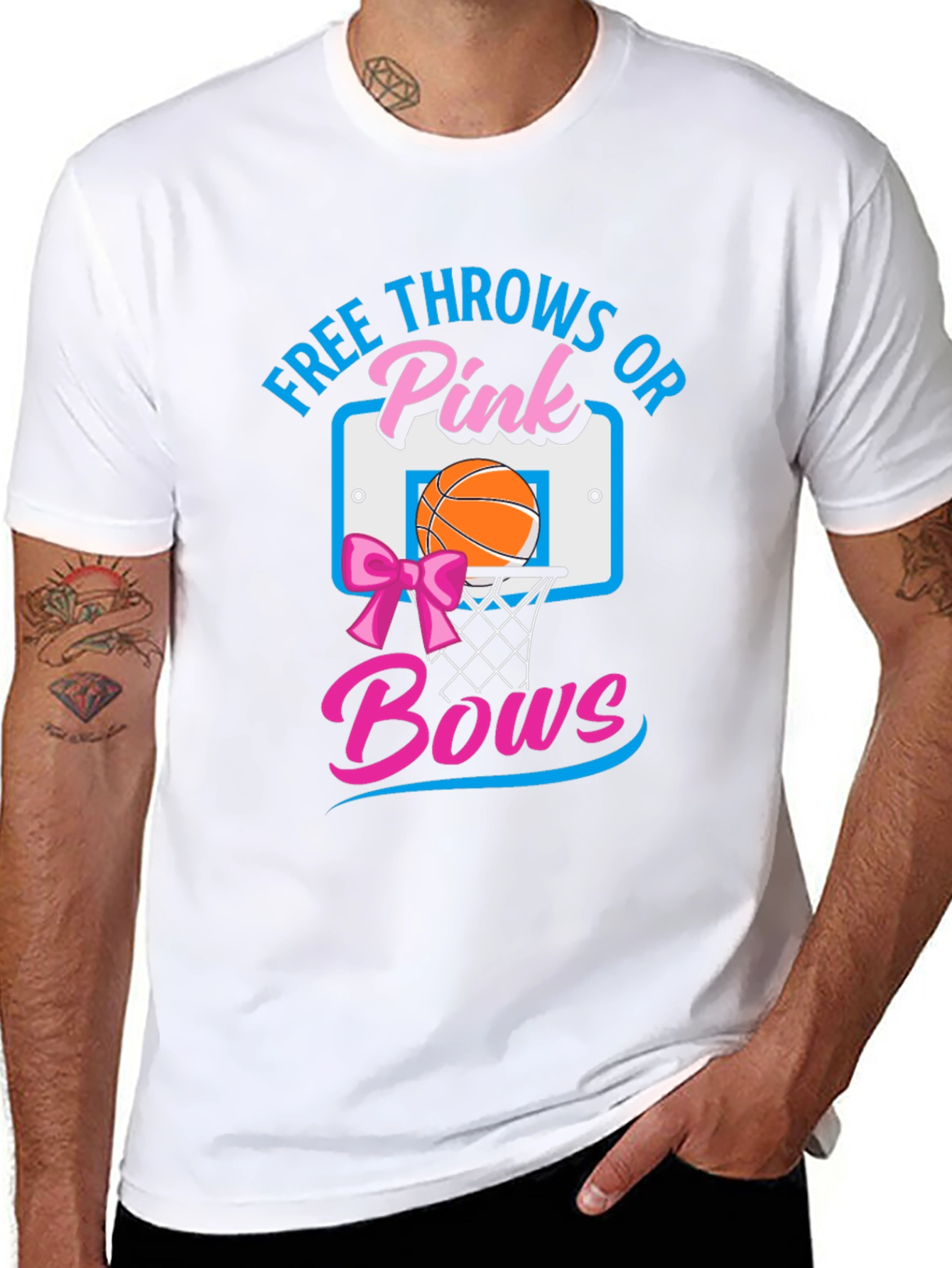 Free Throws or Pink Bows Gender Reveal Shirt