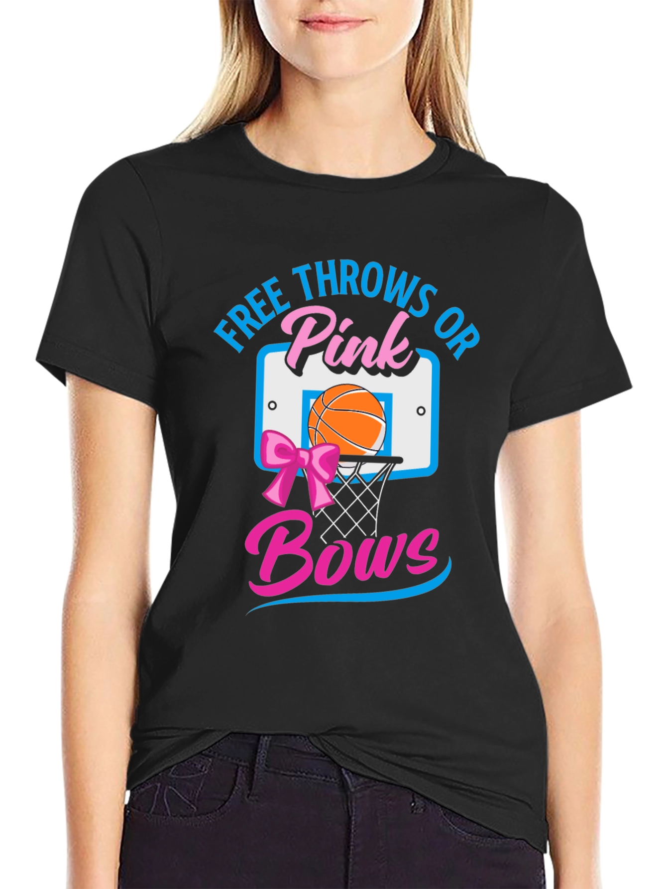 Free Throws or Pink Bows Gender Reveal Shirt