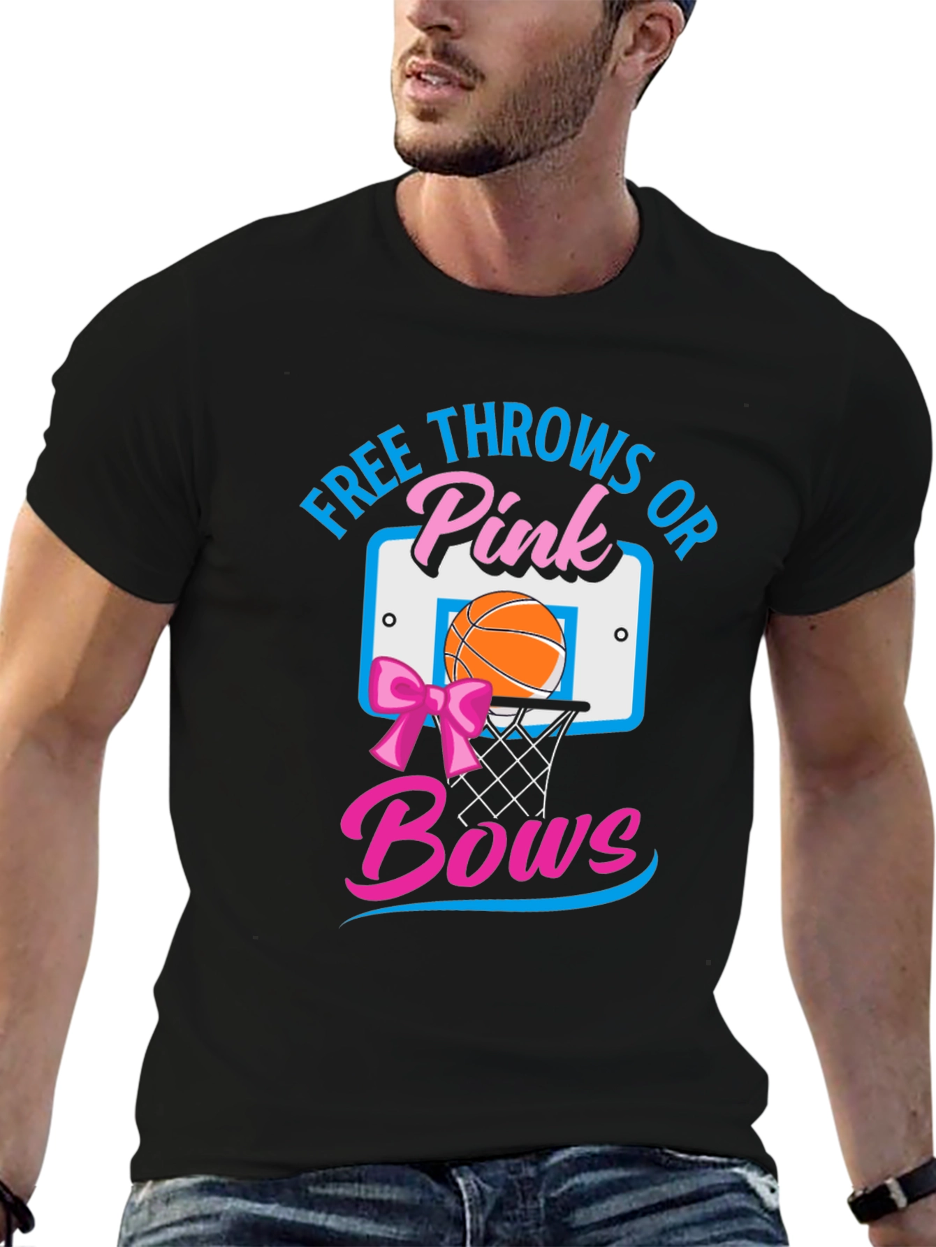 Free Throws or Pink Bows Gender Reveal Shirt