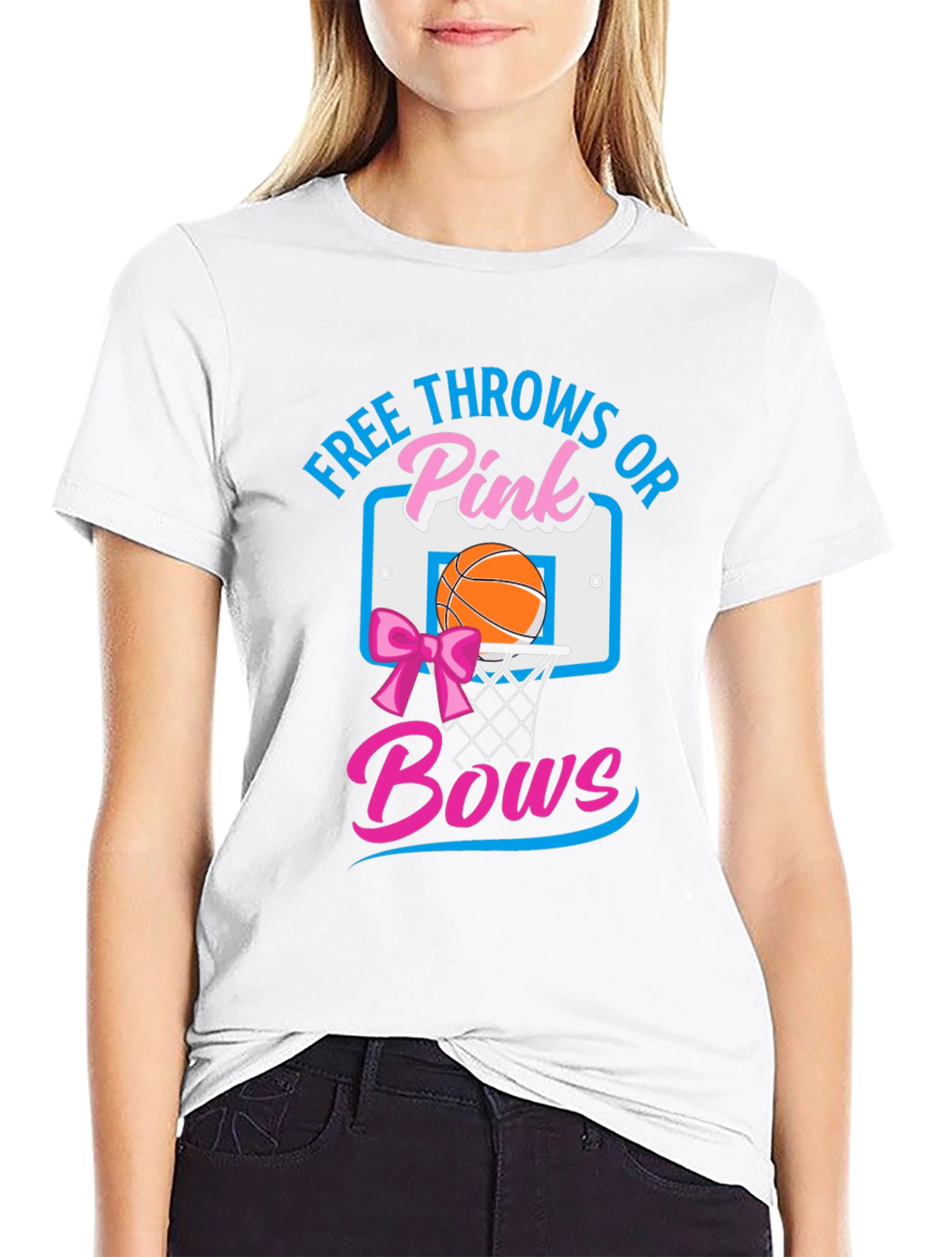Free Throws or Pink Bows Gender Reveal Shirt