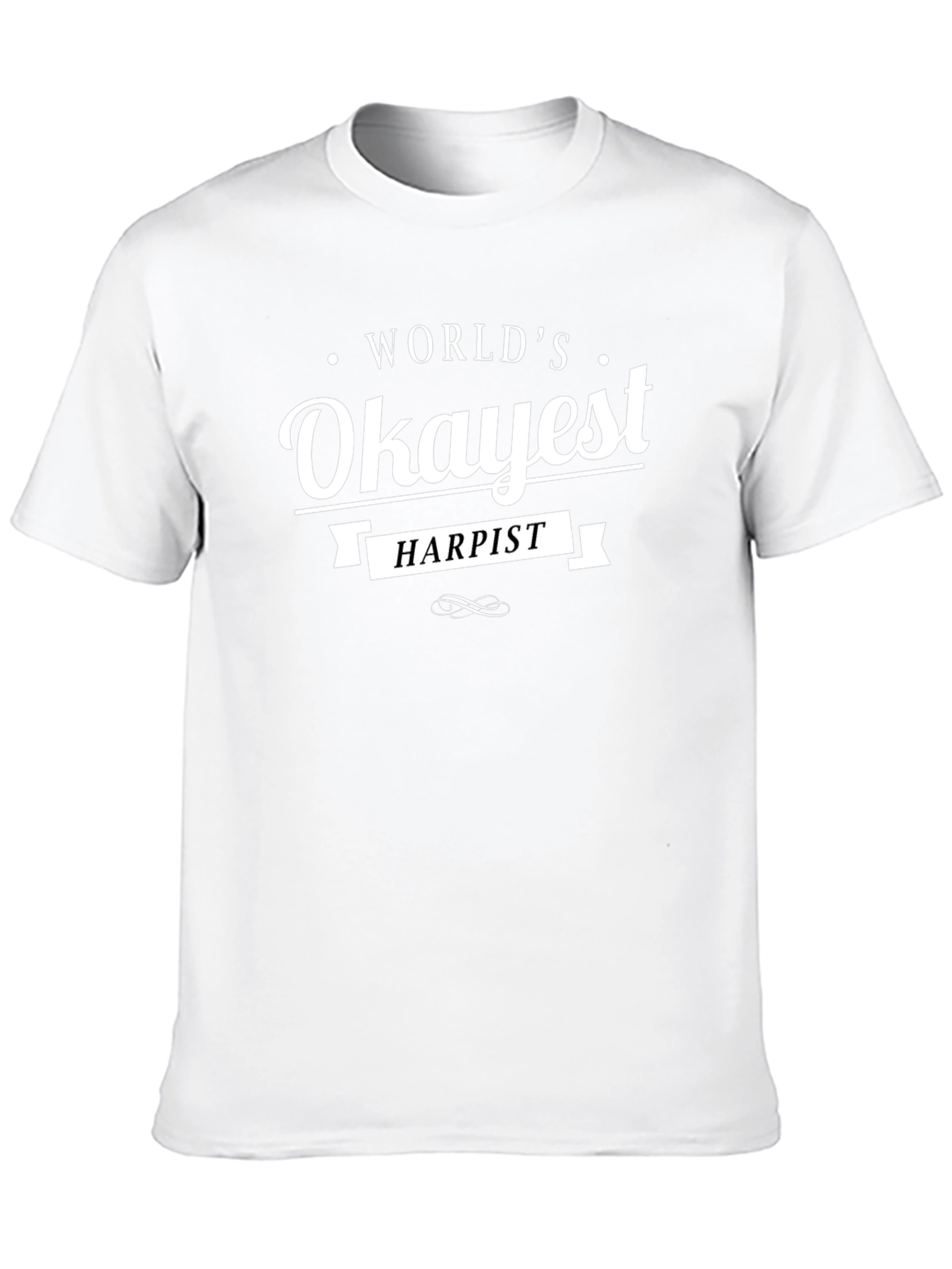 Worlds Okayest Harpist Black Graphic T-Shirt
