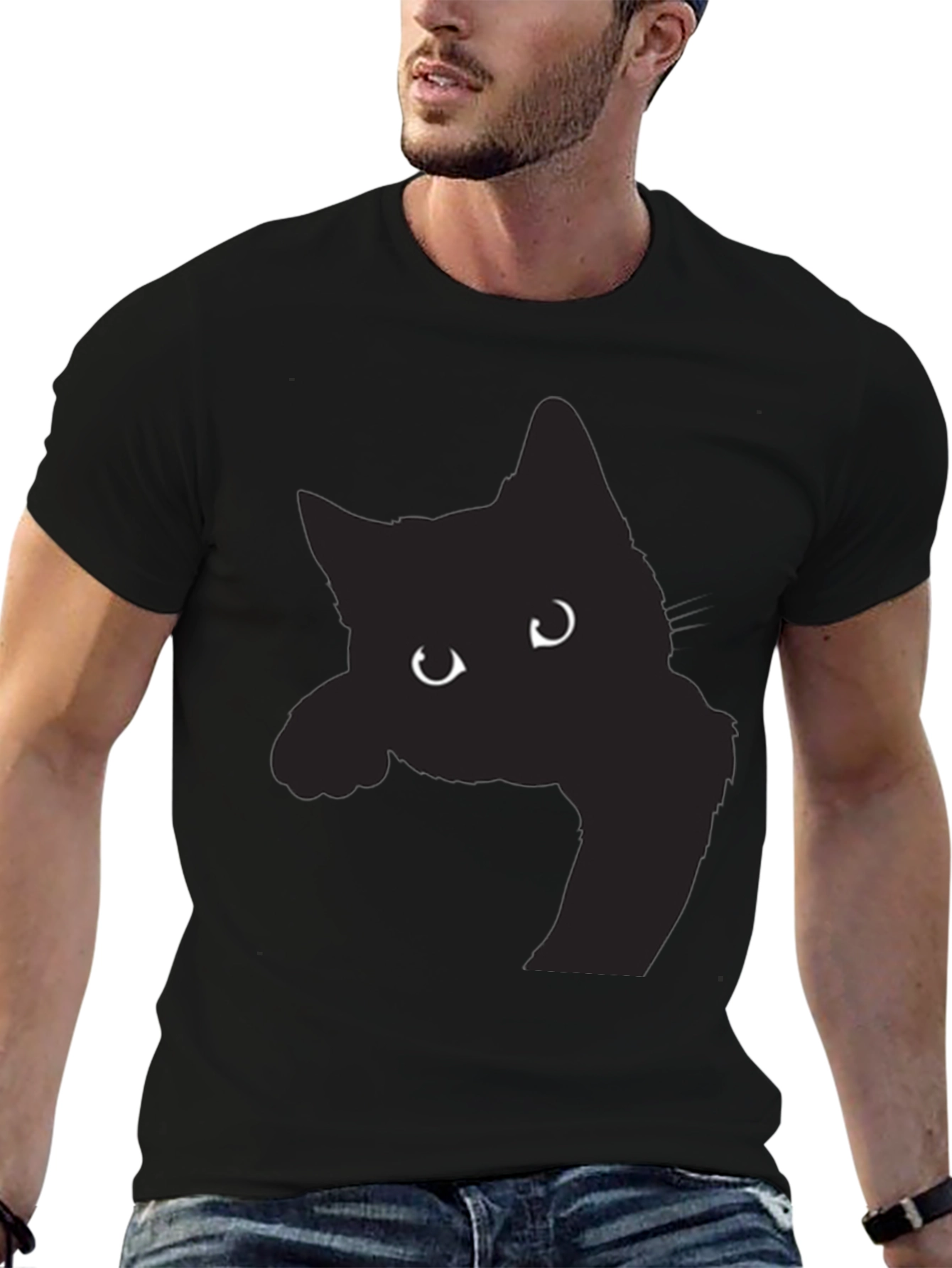 Black Cat Peek-a-Boo Graphic Tee