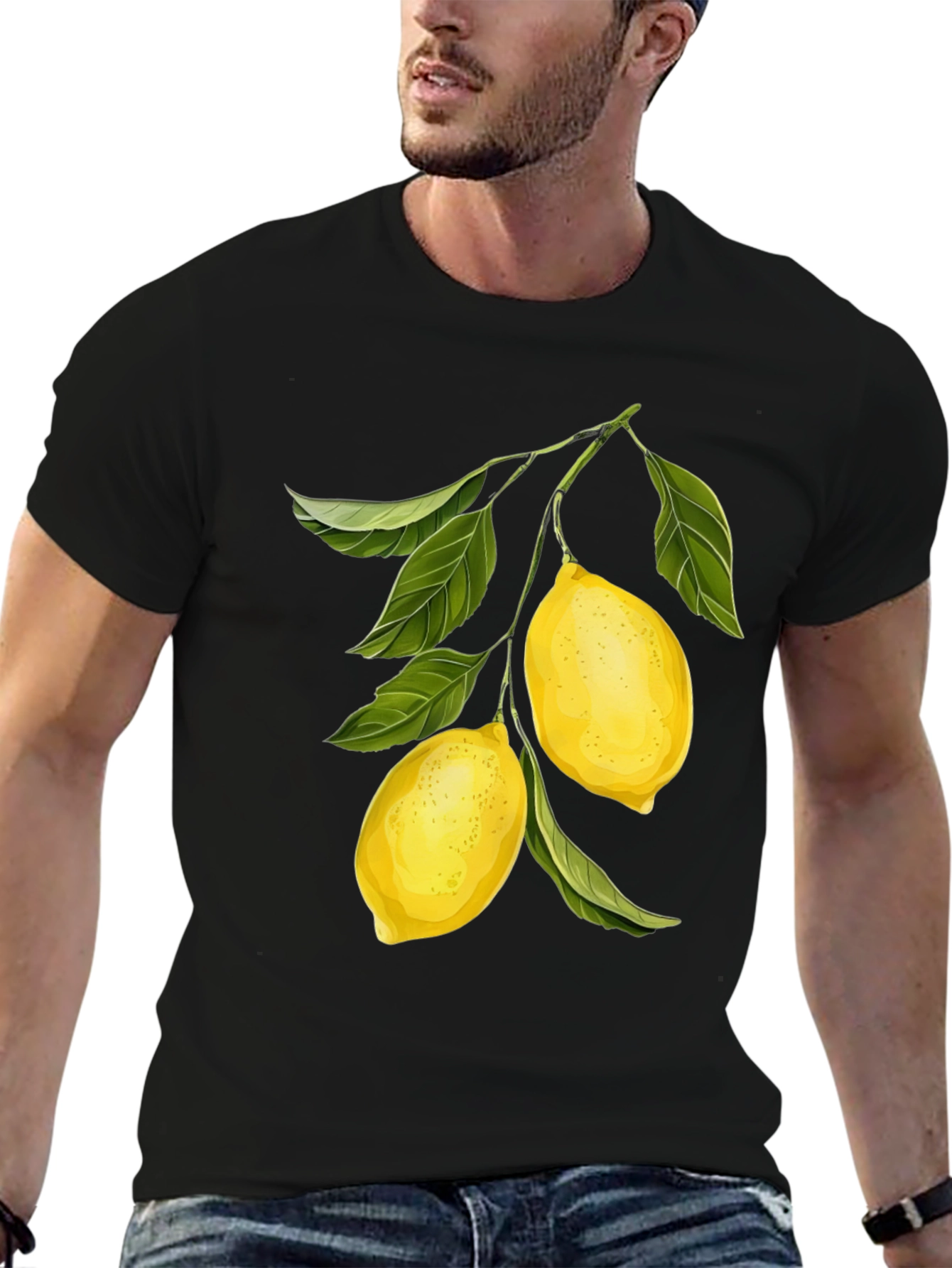 Lemon Branch Graphic Black T-Shirt