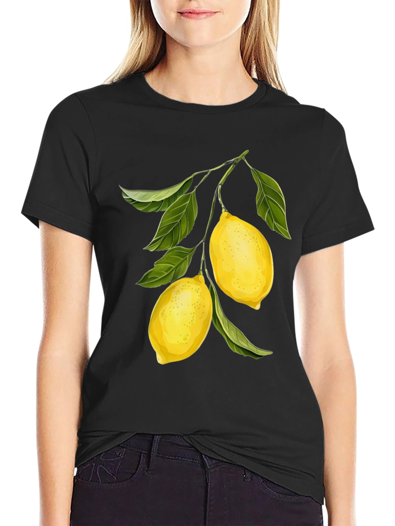 Lemon Branch Graphic Black T-Shirt