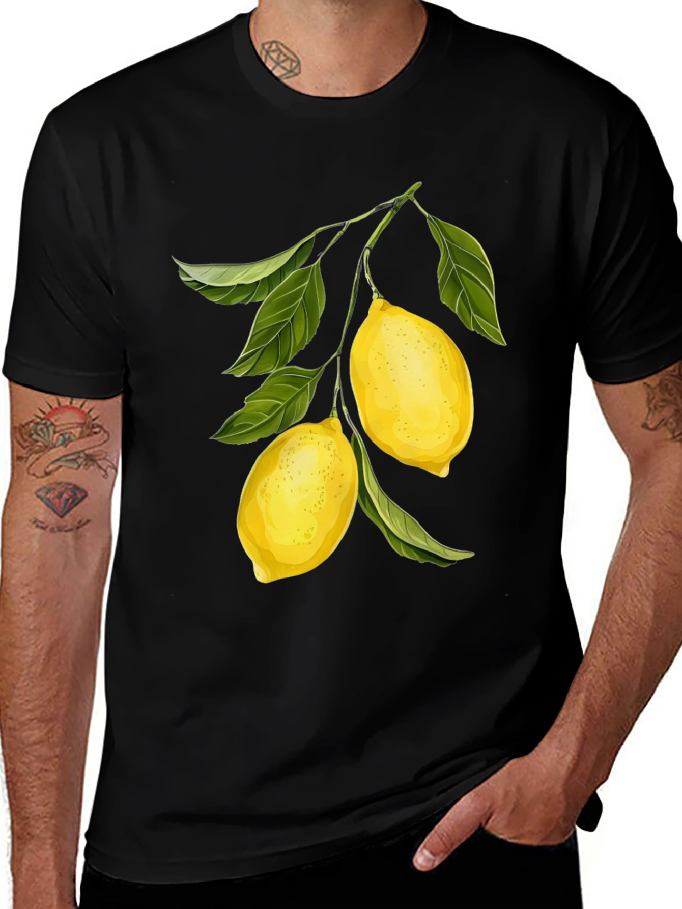 Lemon Branch Graphic Black T-Shirt