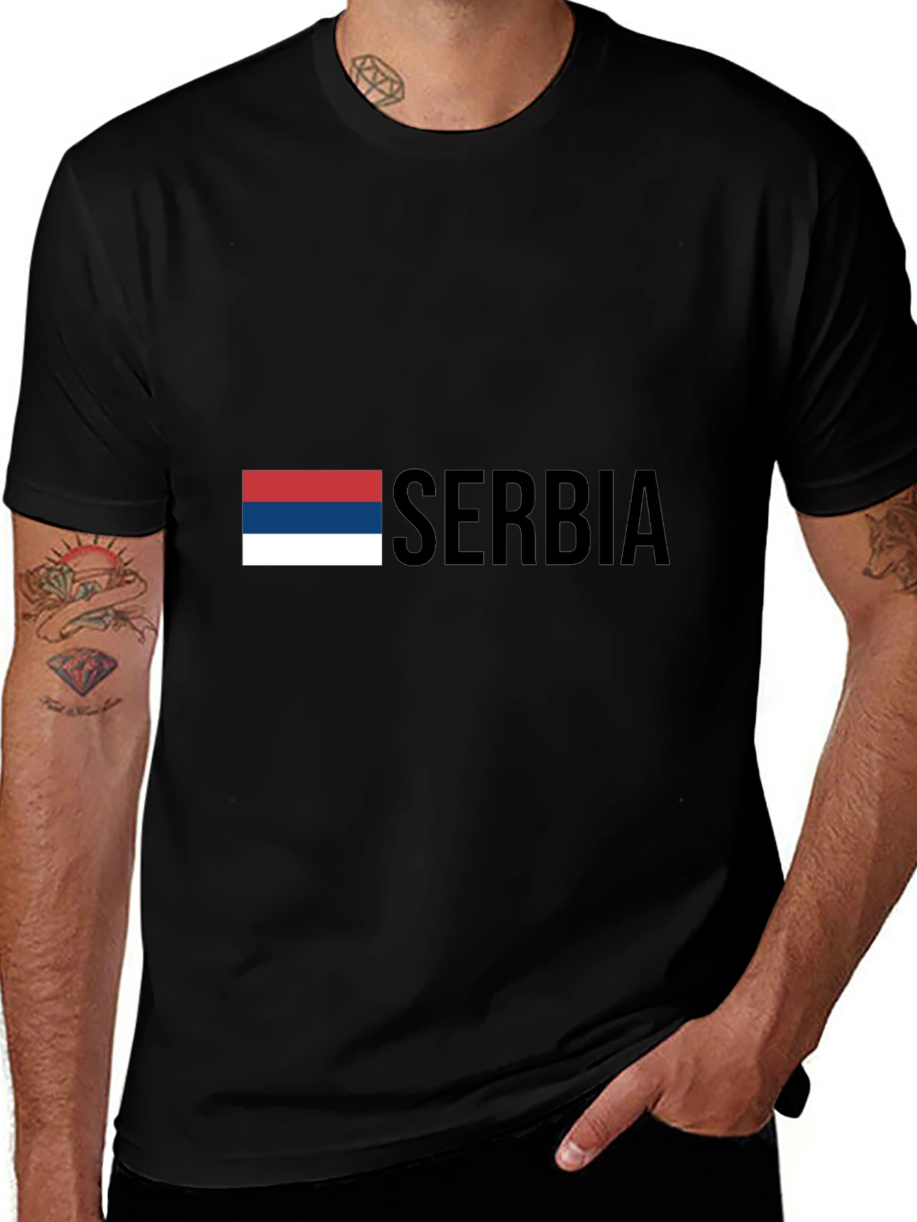Serbia Flag T-Shirt - Black Graphic Tee
