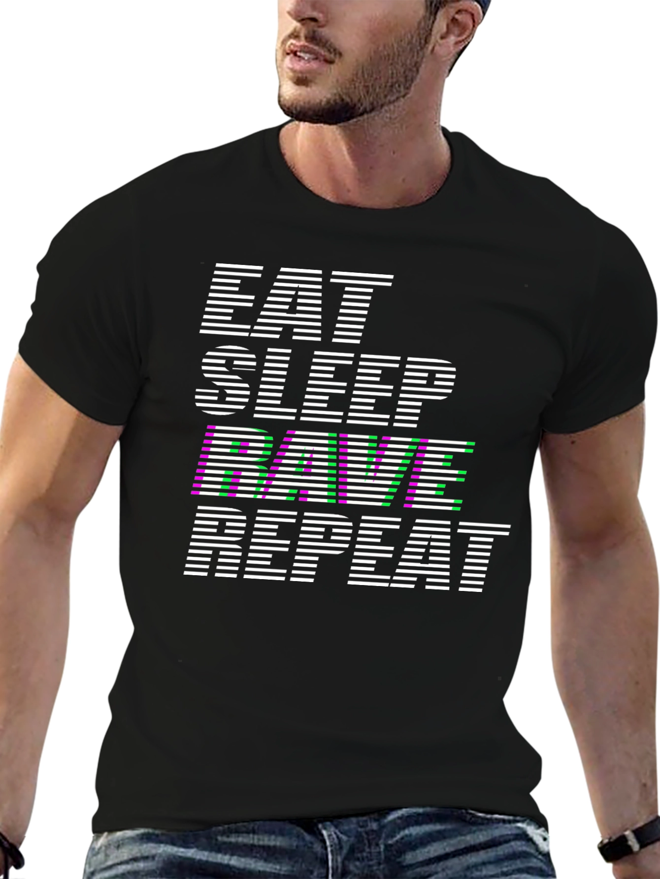 Eat Sleep Rave Repeat Graphic T-Shirt
