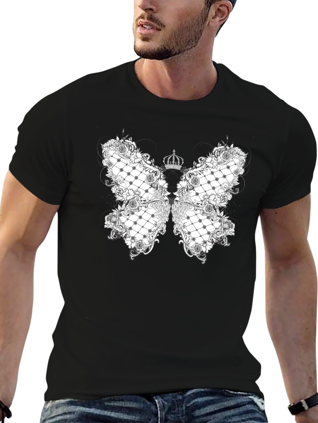 Elegant Butterfly Crown Graphic Tee