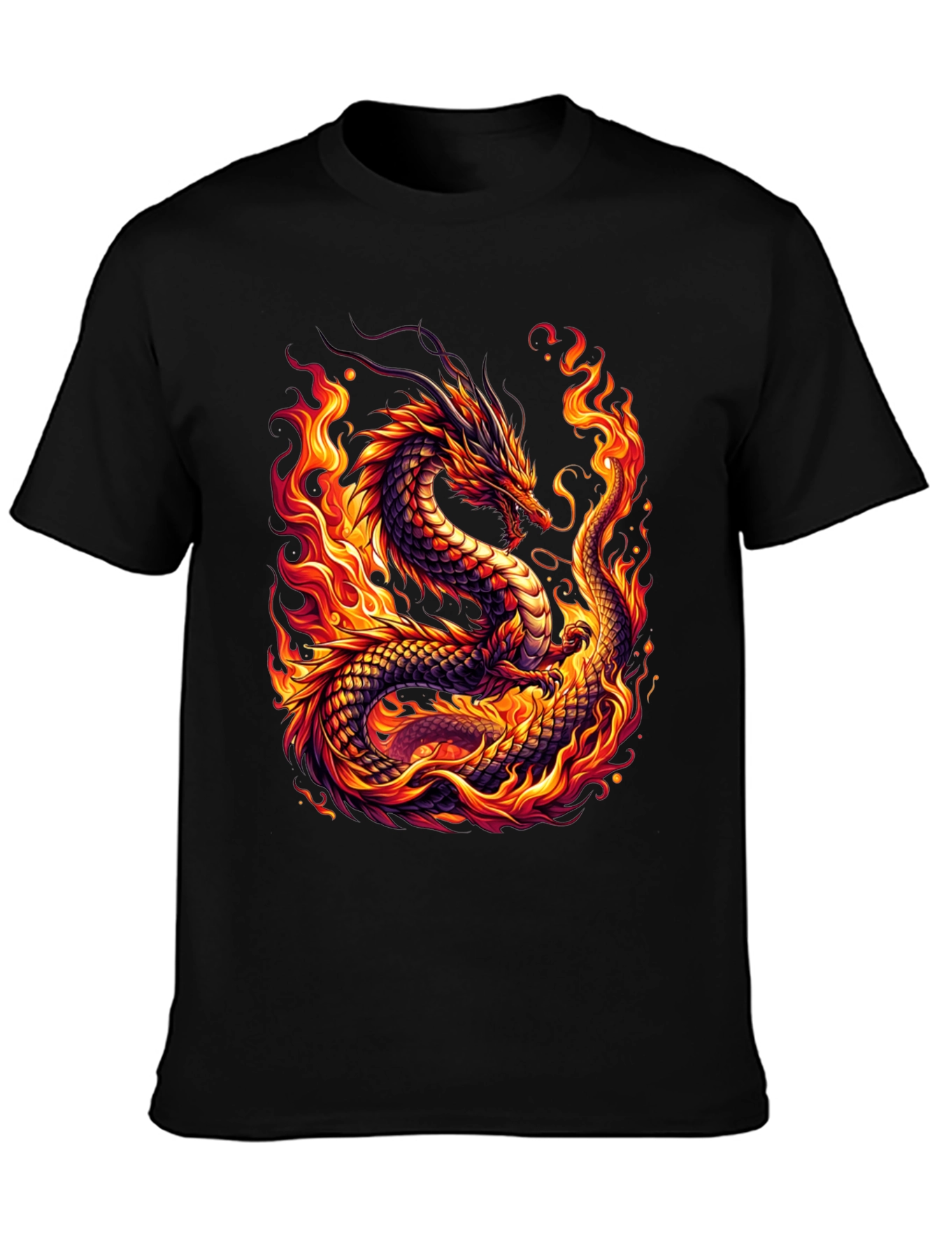 Fiery Dragon Graphic Tee - Bold Black Shirt