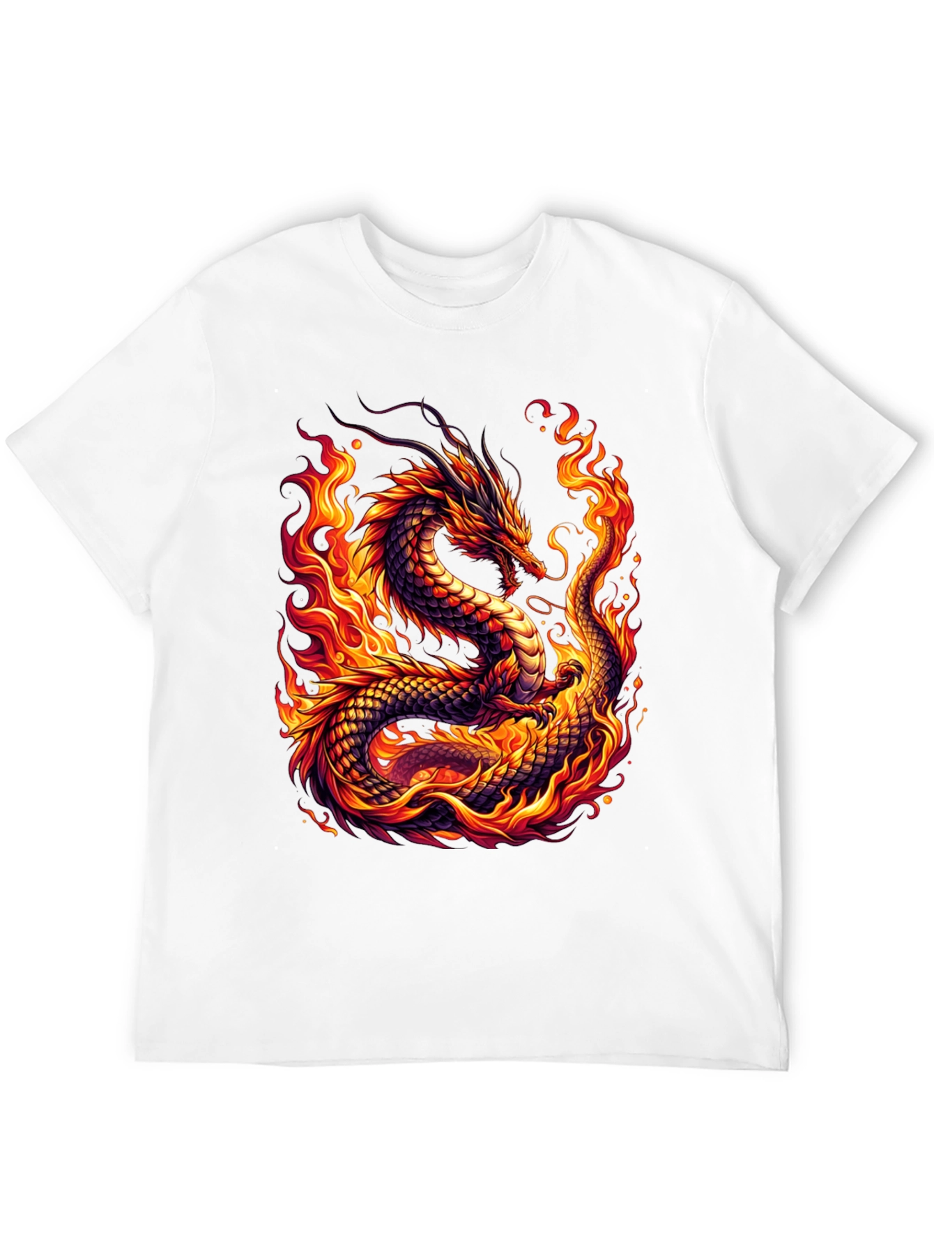 Fiery Dragon Graphic Tee - Bold Black Shirt