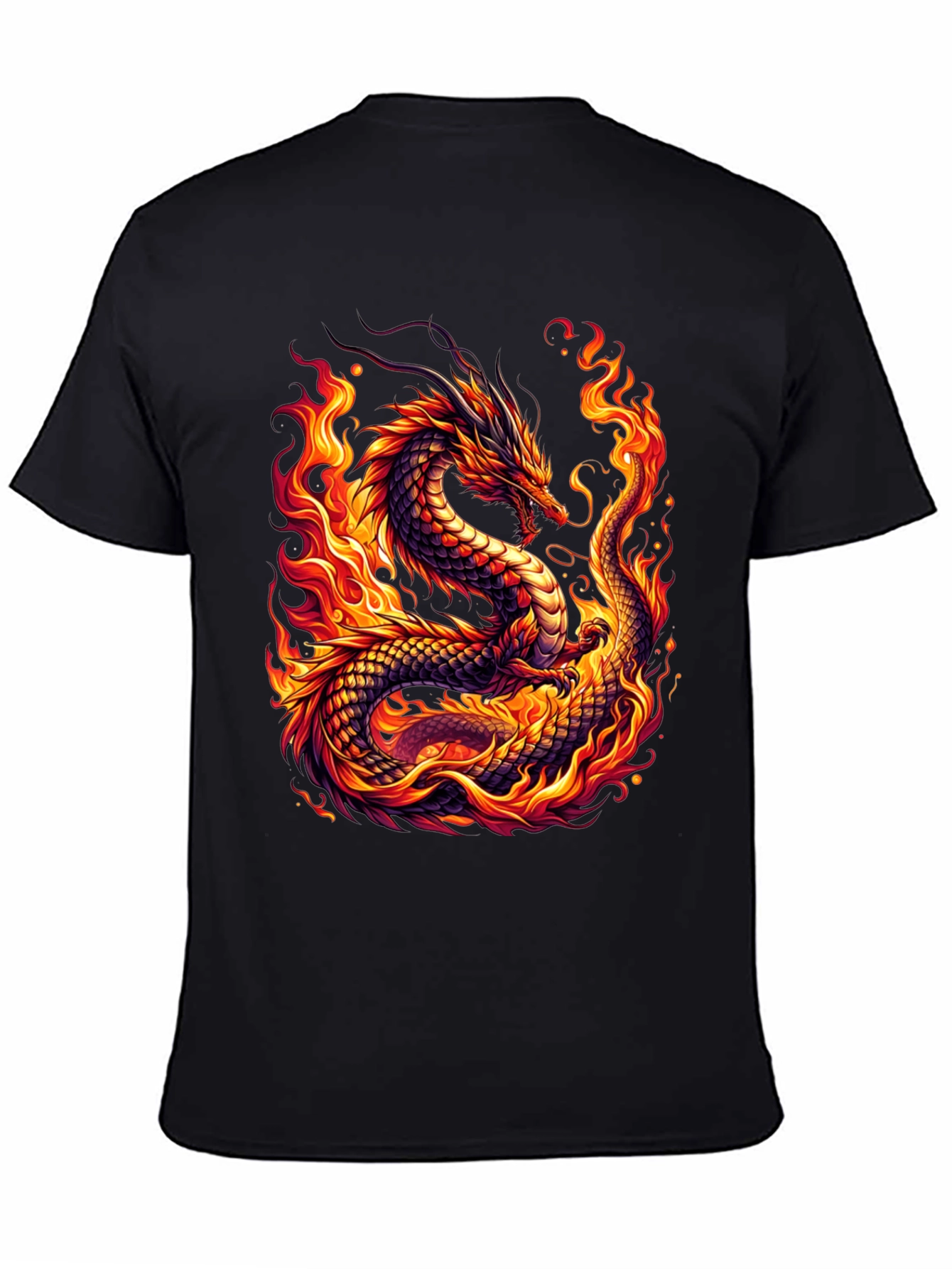 Fiery Dragon Graphic Tee - Bold Black Shirt