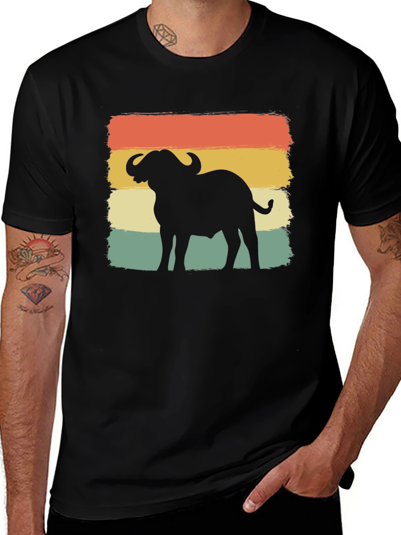 Retro Buffalo Silhouette Graphic T-Shirt