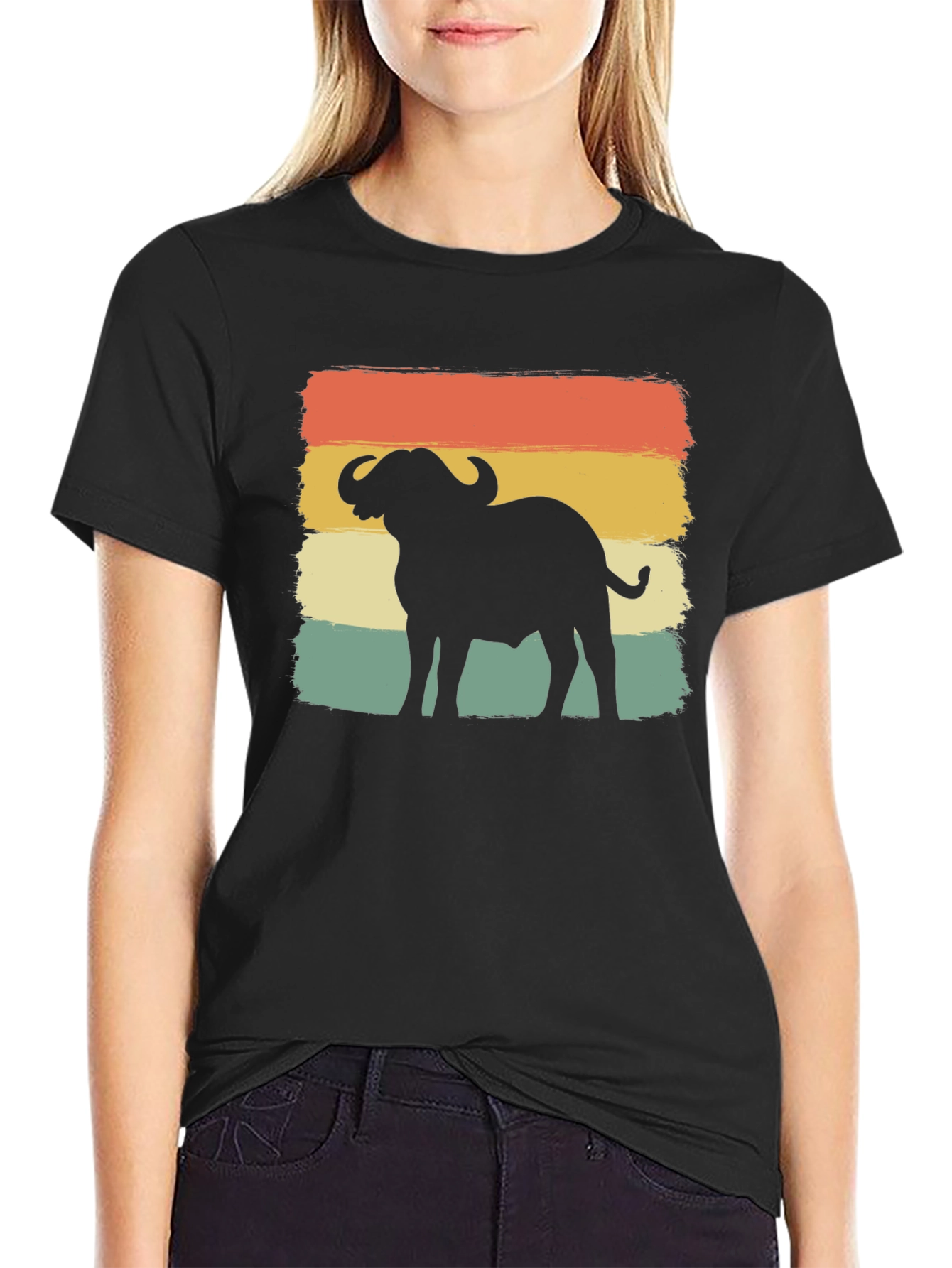 Retro Buffalo Silhouette Graphic T-Shirt