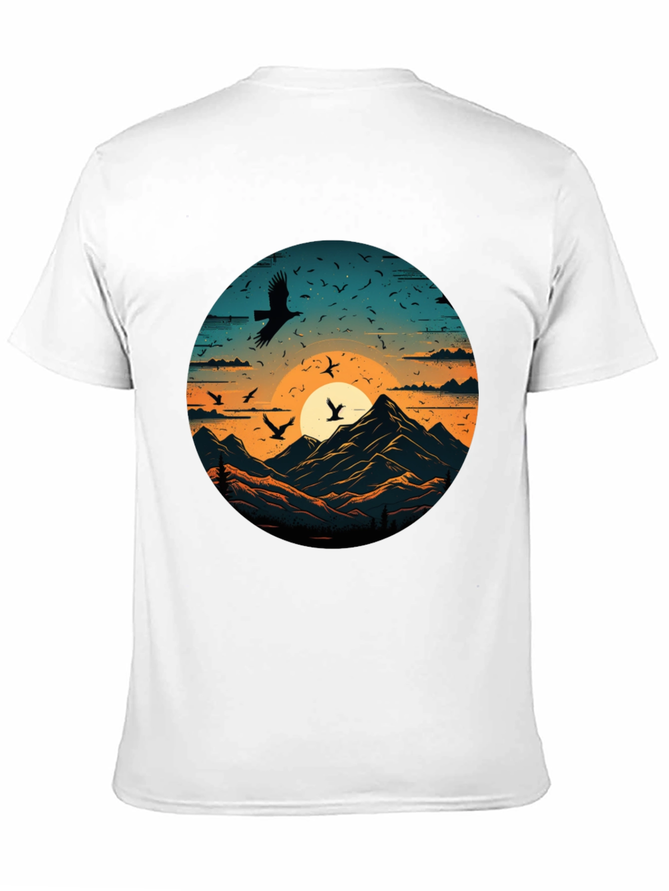 Mountain Sunset Bird Graphic T-Shirt