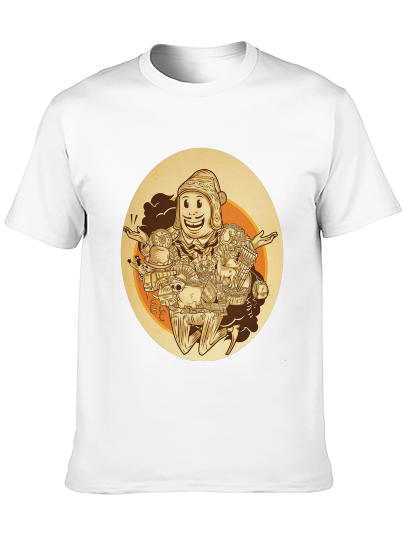 Quirky Cartoon Graphic Tee - Black Cotton Blend