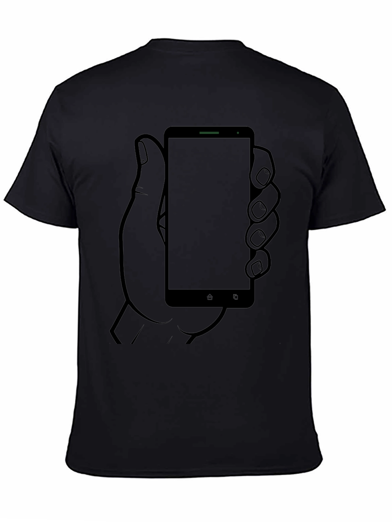 Smartphone Hand Graphic Tee - Cool Casual Black Shirt