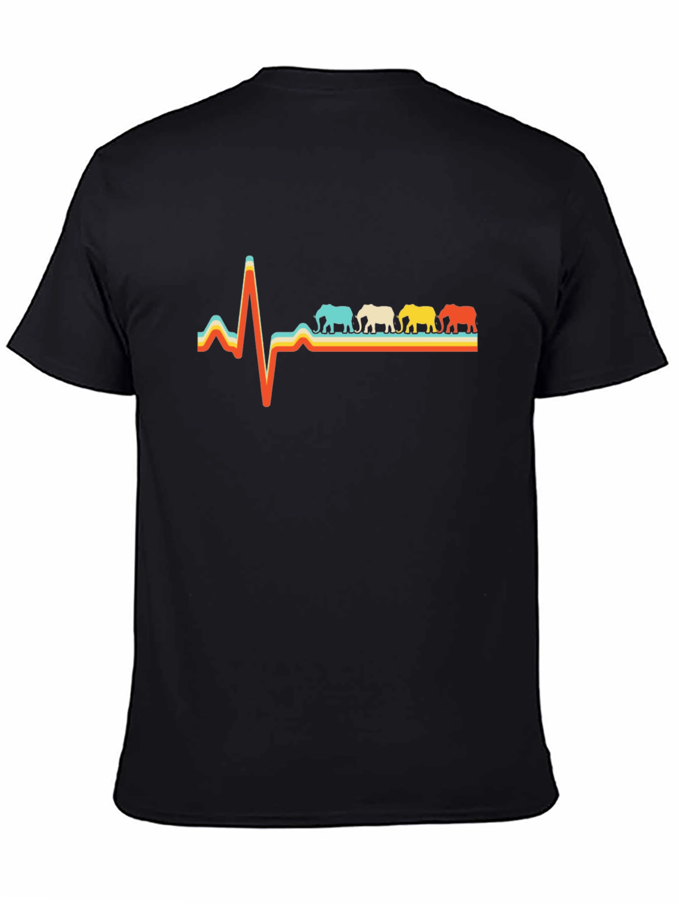 Elephant Heartbeat Graphic Tee - Black Cotton T-Shirt