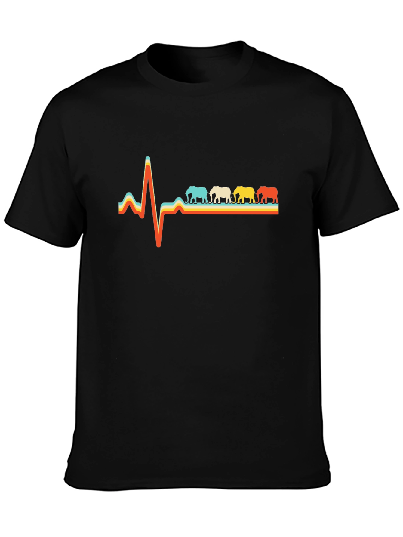 Elephant Heartbeat Graphic Tee - Black Cotton T-Shirt
