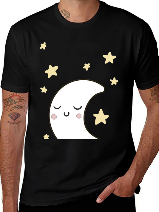 Cute Moon & Stars Black Graphic T-Shirt