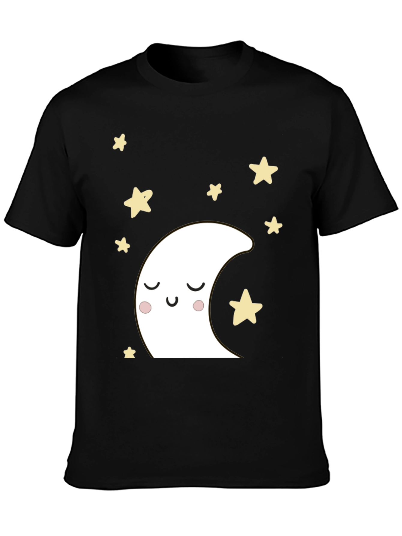 Cute Moon & Stars Black Graphic T-Shirt