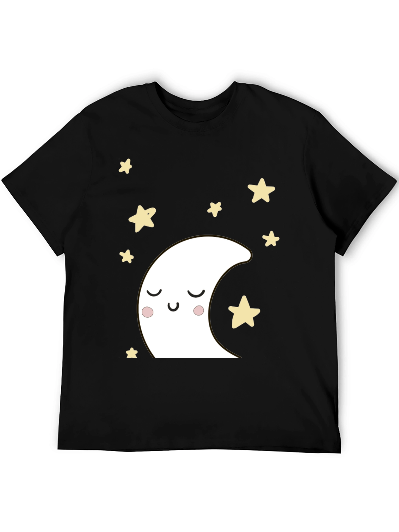 Cute Moon & Stars Black Graphic T-Shirt