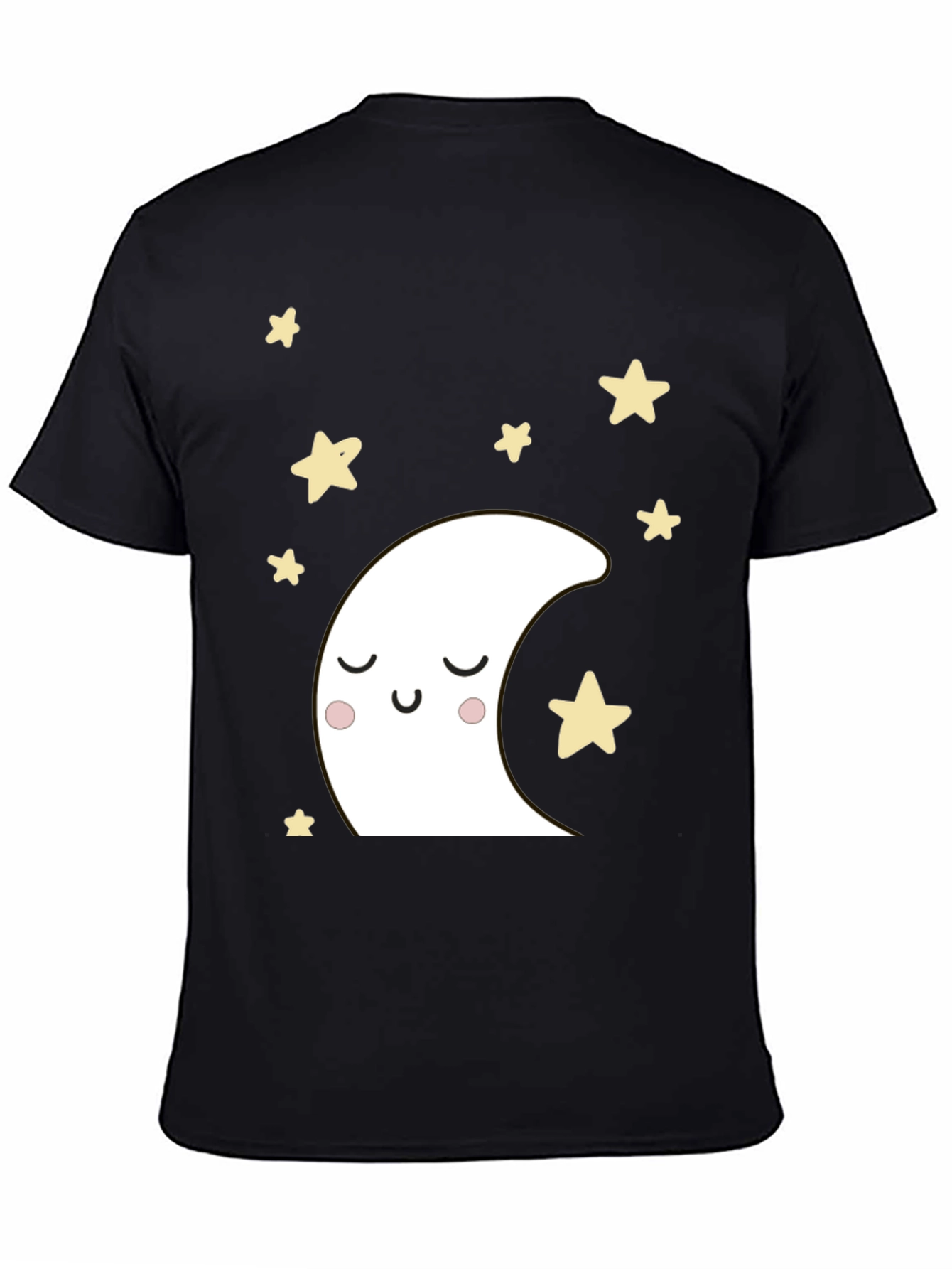 Cute Moon & Stars Black Graphic T-Shirt