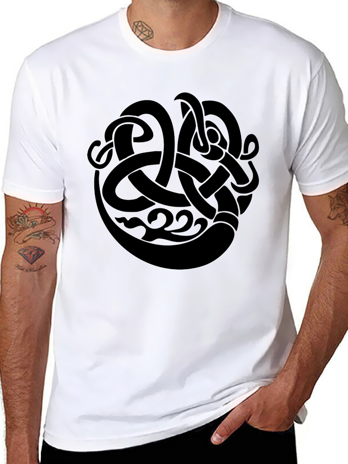Black Celtic Knot Design T-Shirt
