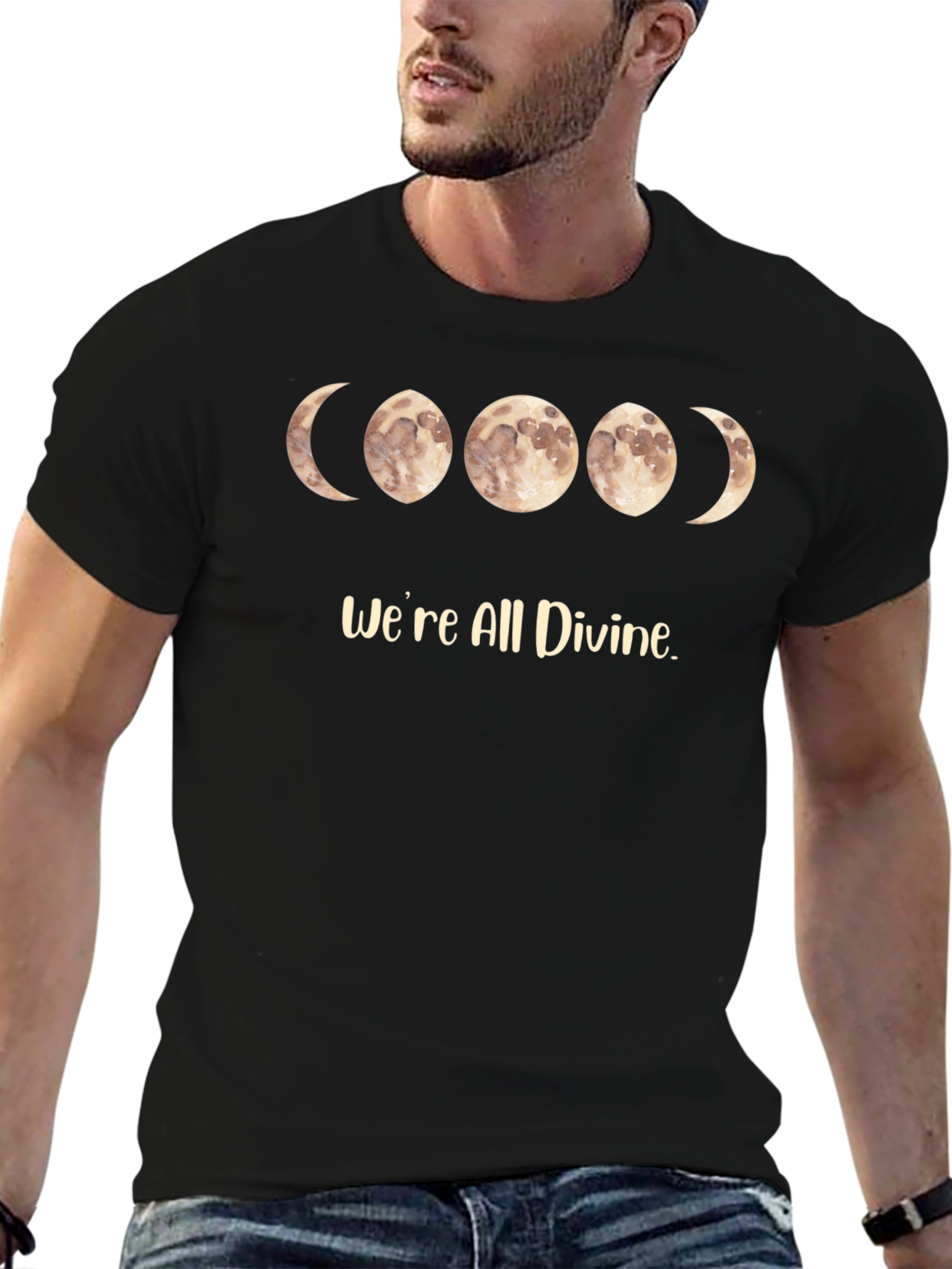 Divine Moon Phase Black T-Shirt