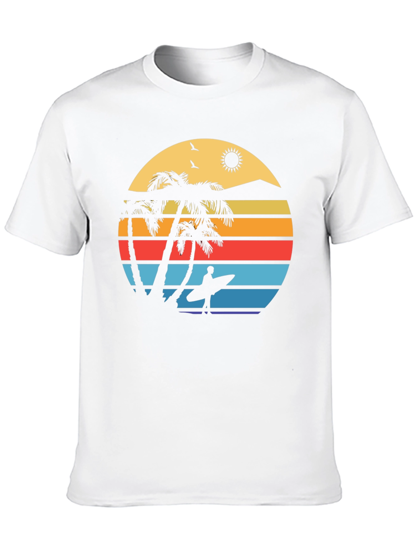 Retro Sunset Surfer Graphic Tee - Island Vibes