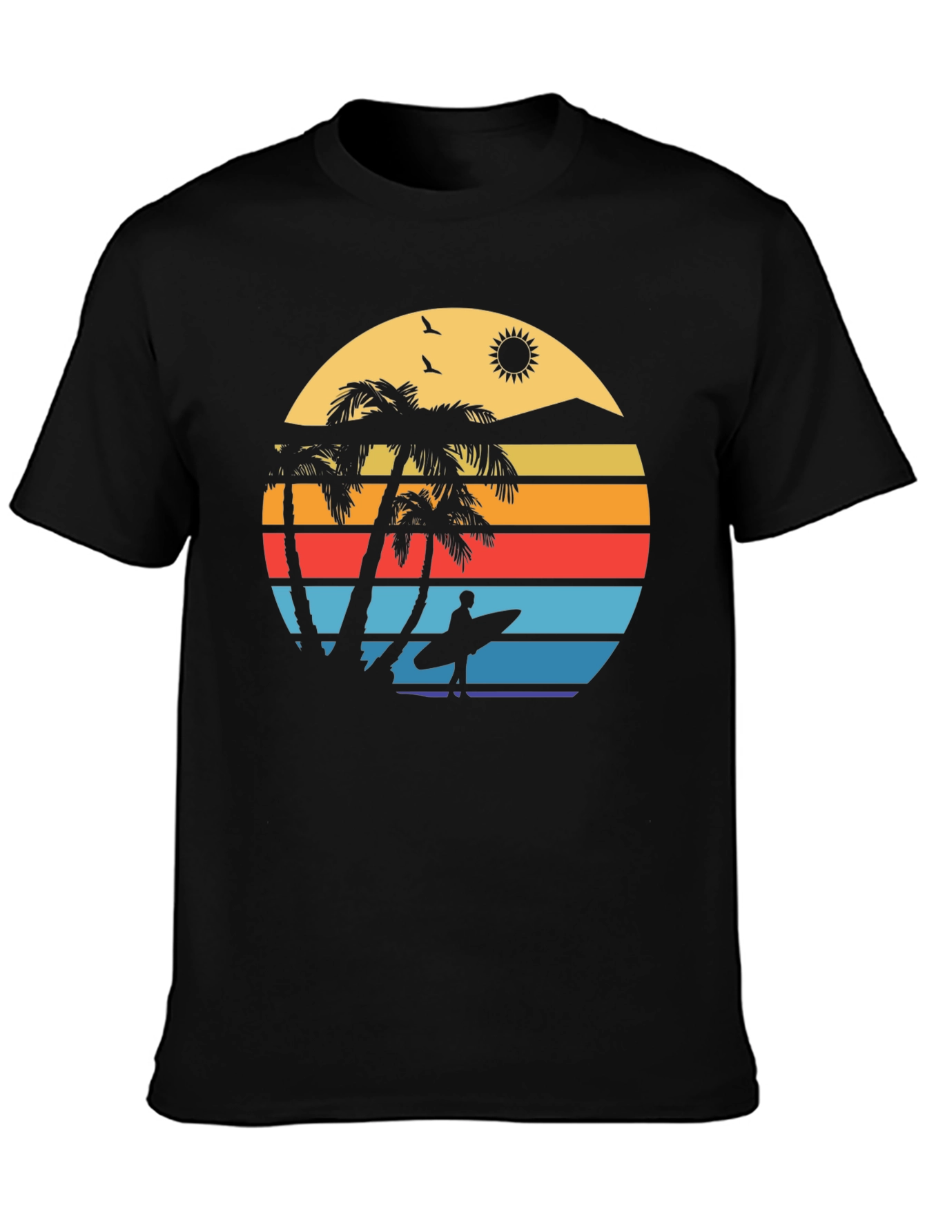 Retro Sunset Surfer Graphic Tee - Island Vibes
