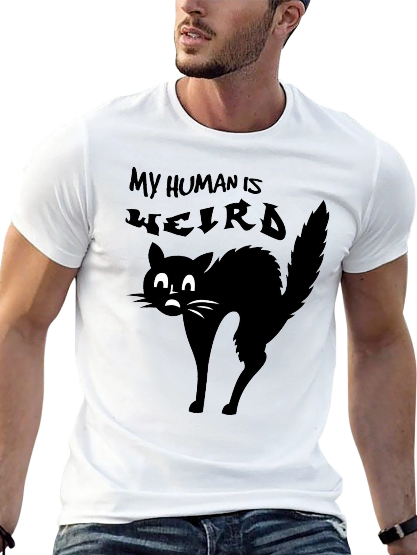 My Human is Weird Black Cat T-Shirt
