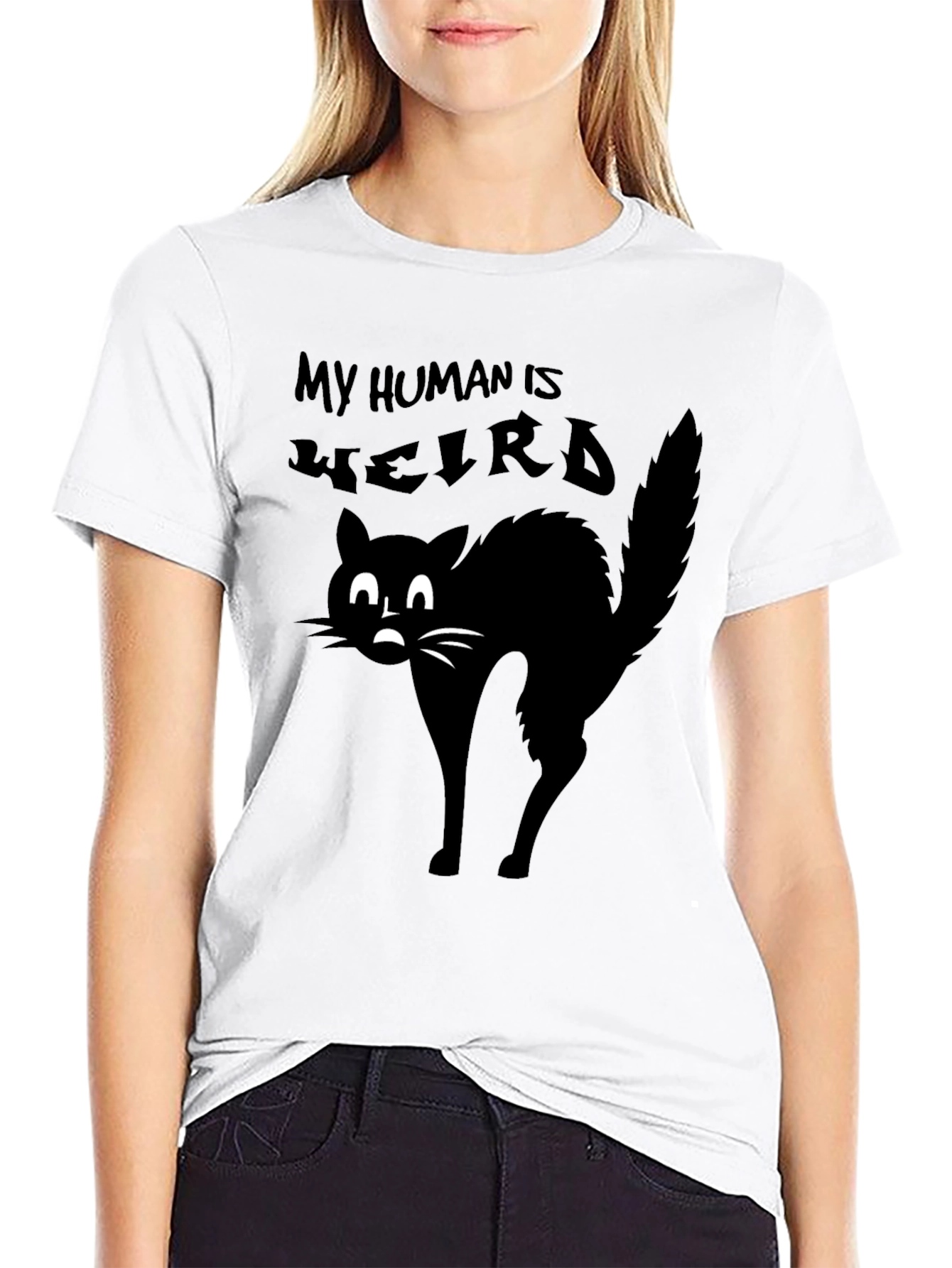 My Human is Weird Black Cat T-Shirt