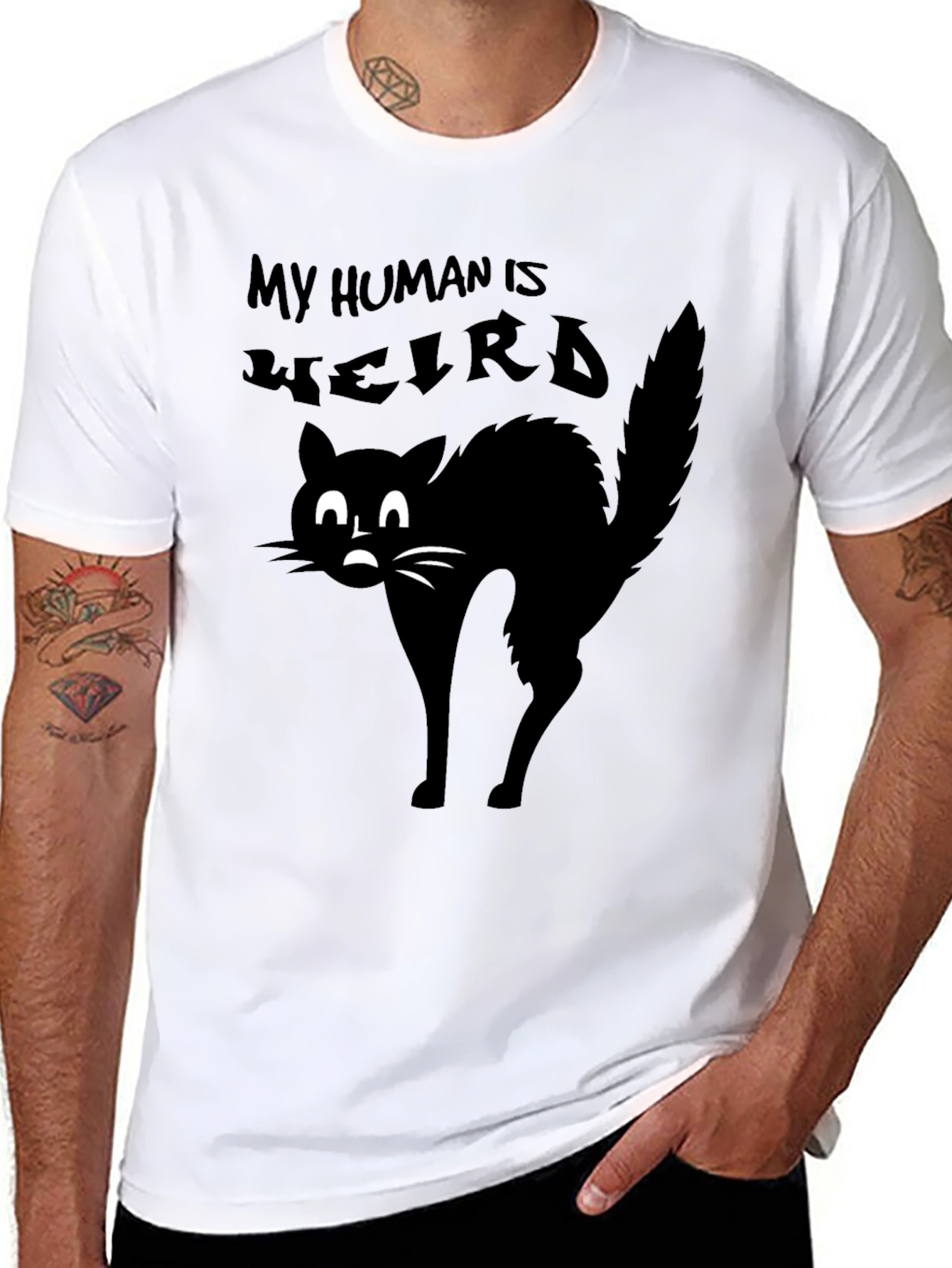 My Human is Weird Black Cat T-Shirt