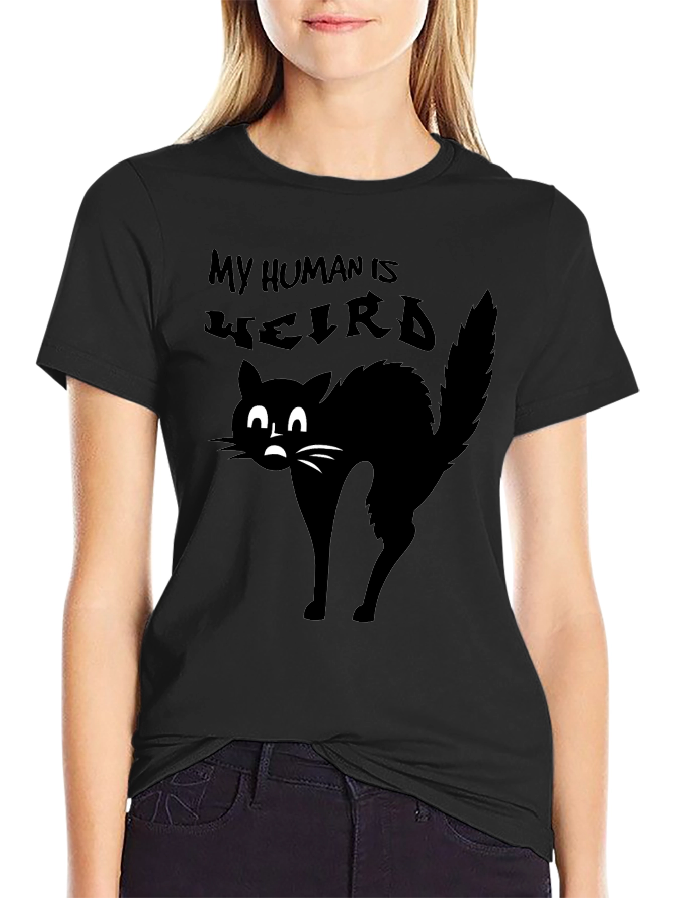 My Human is Weird Black Cat T-Shirt
