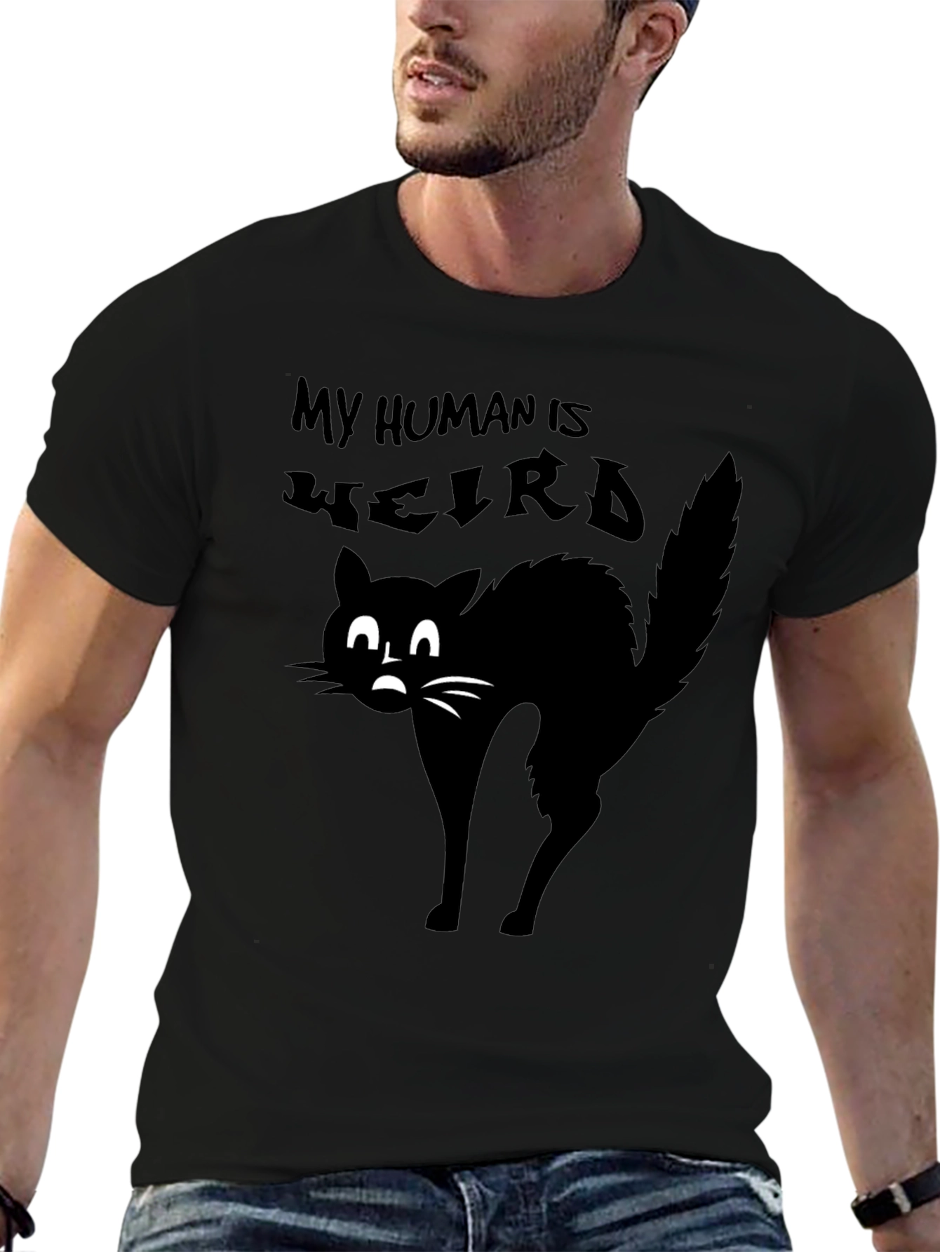 My Human is Weird Black Cat T-Shirt