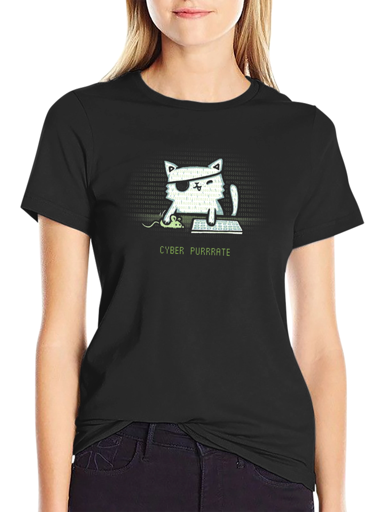 Cyber Purrrate T-Shirt - Hacker Cat