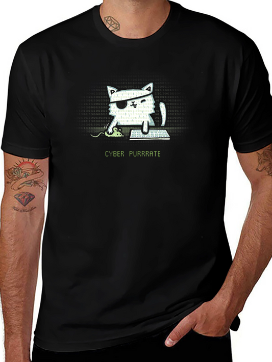 Cyber Purrrate T-Shirt - Hacker Cat
