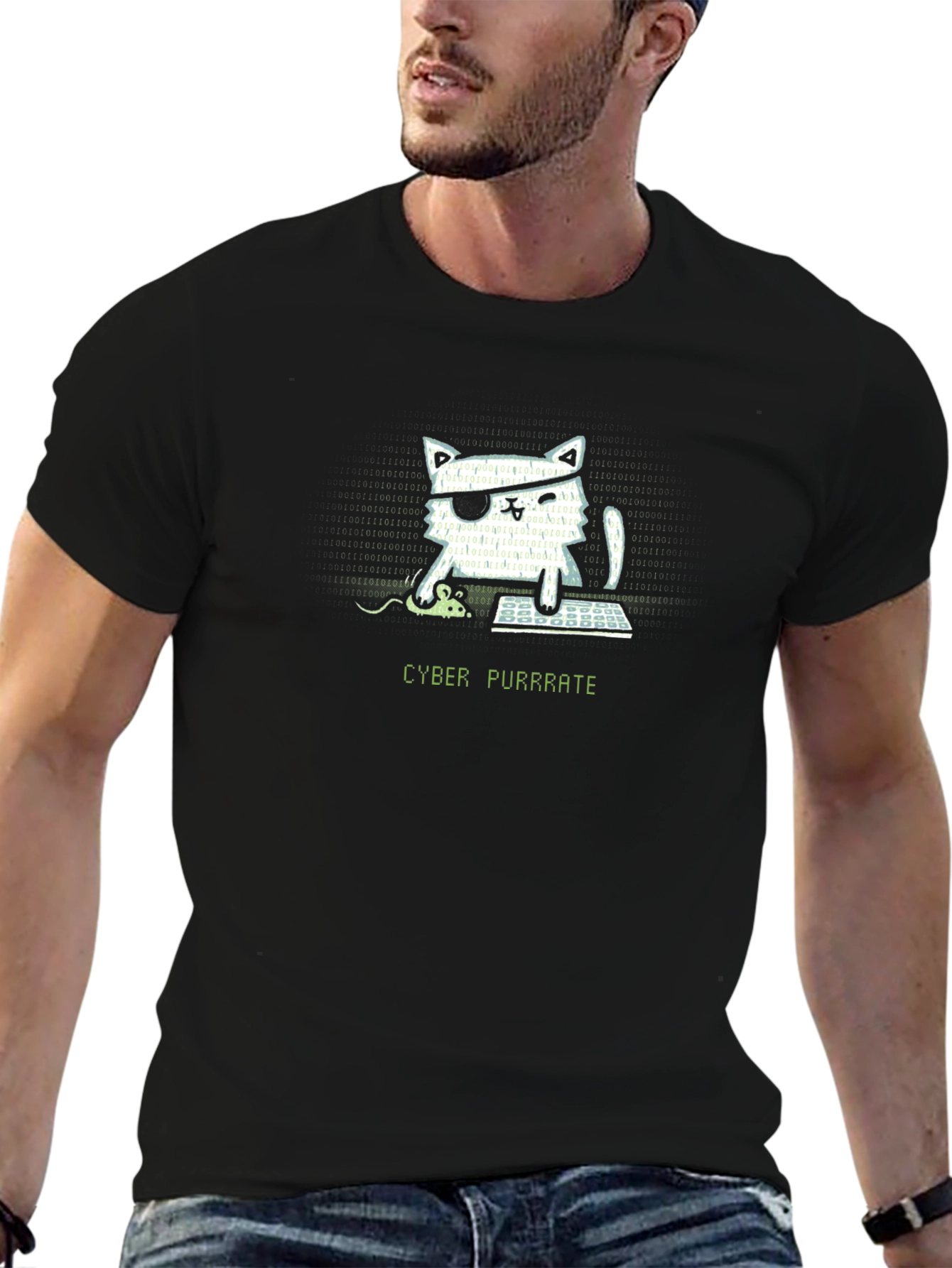 Cyber Purrrate T-Shirt - Hacker Cat