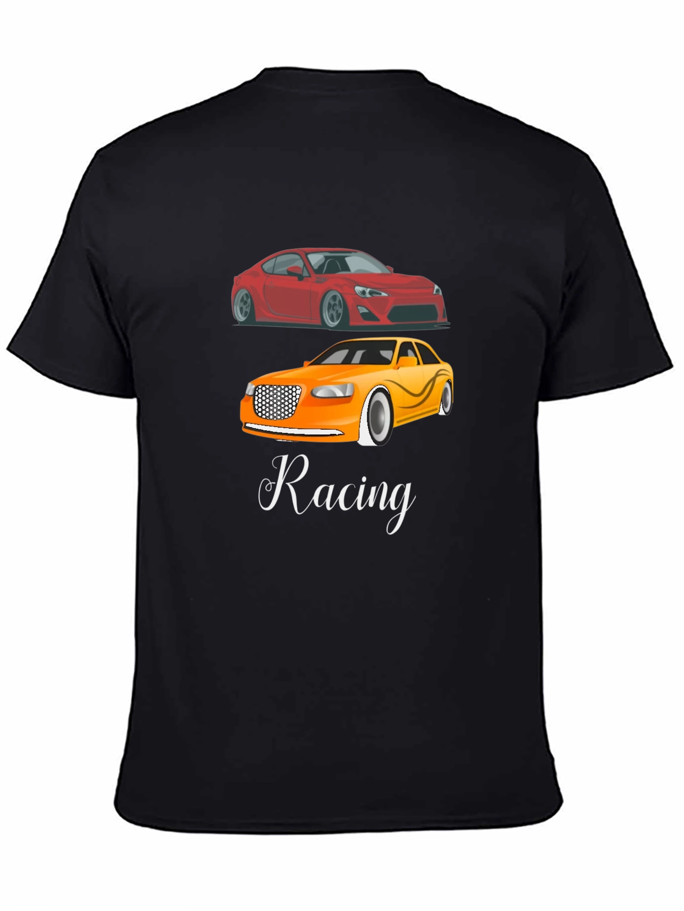 Racing Cars Graphic Tee - Black Cotton