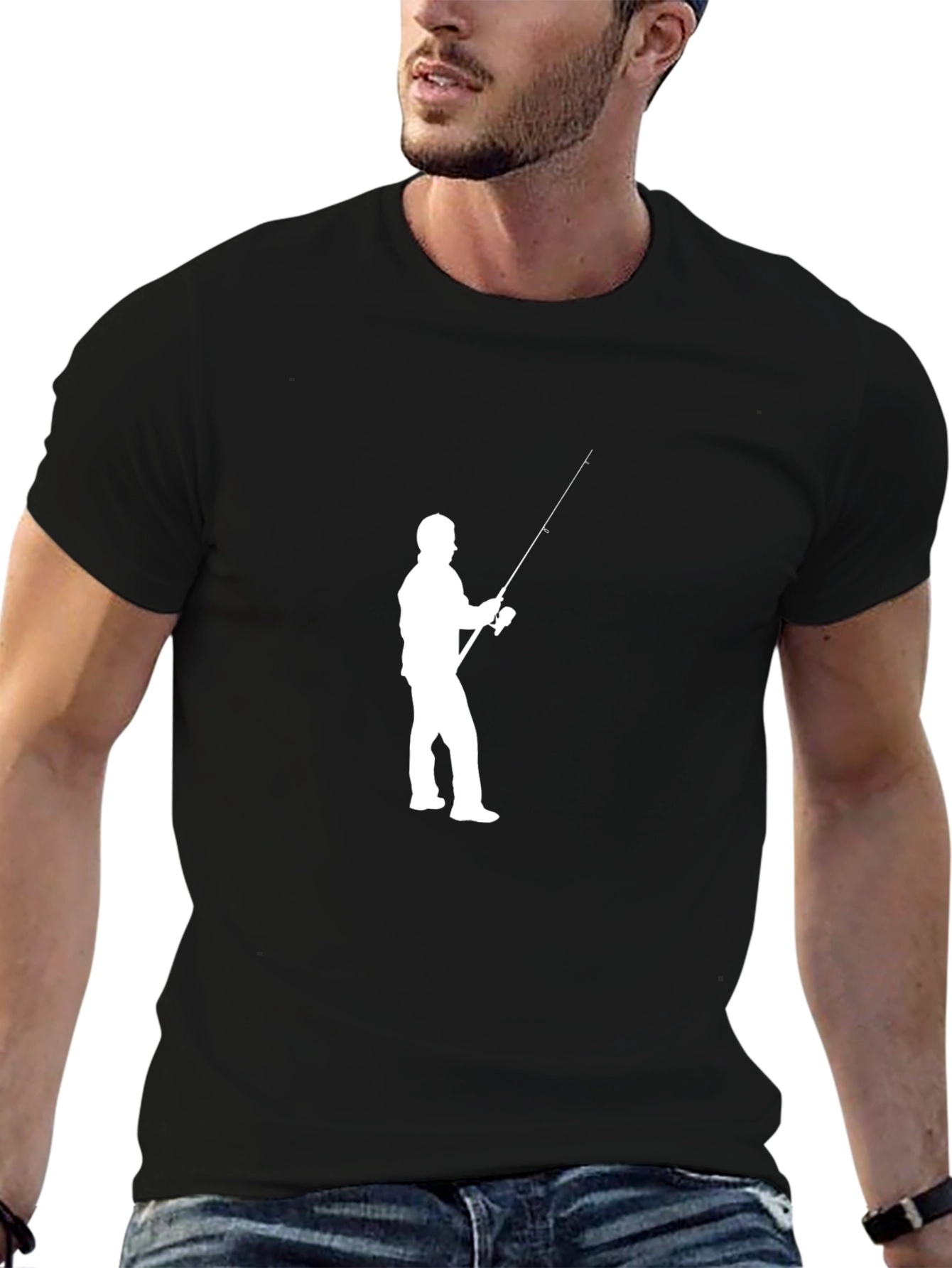 Fishing Silhouette Black T-Shirt